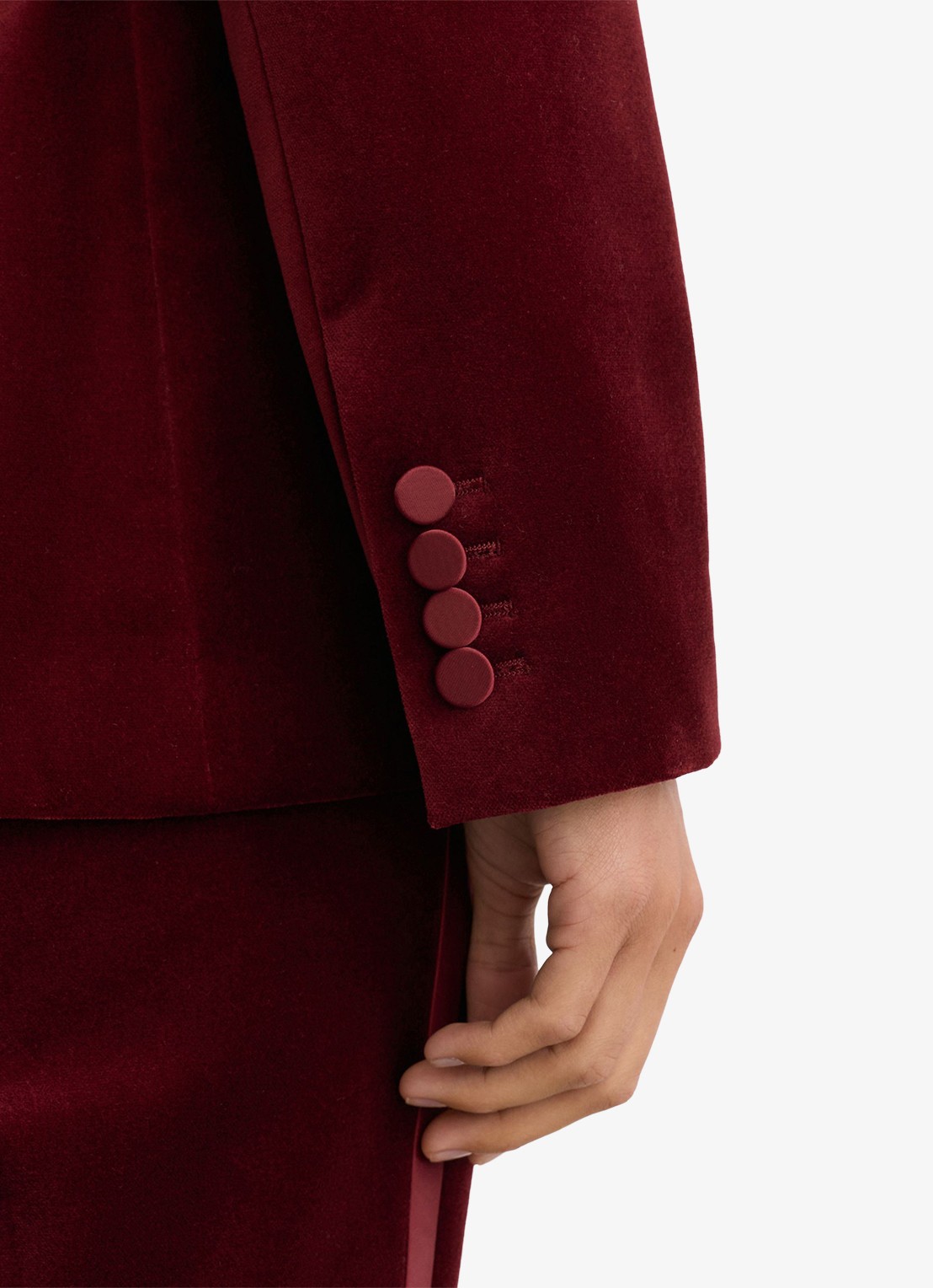 Reiss Wren single-breasted blazer van fluweel - detail 4 donkerrood