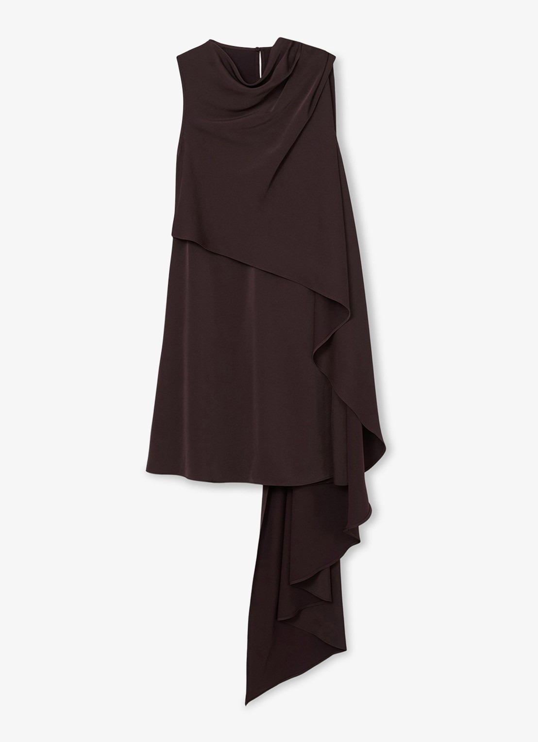 Reiss WRENLEY Drape-Detail Layered Mini Dress - voorkant 6 chocoladebruin