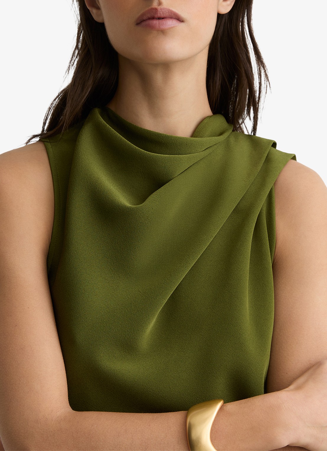 Reiss Wrenley mini jurk met gedrapeerd detail - detail 4 olijfgroen