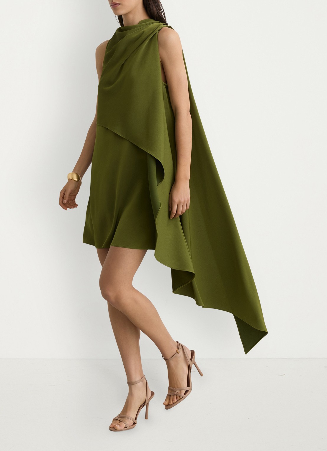 Reiss Wrenley mini jurk met gedrapeerd detail - detail 5 olijfgroen