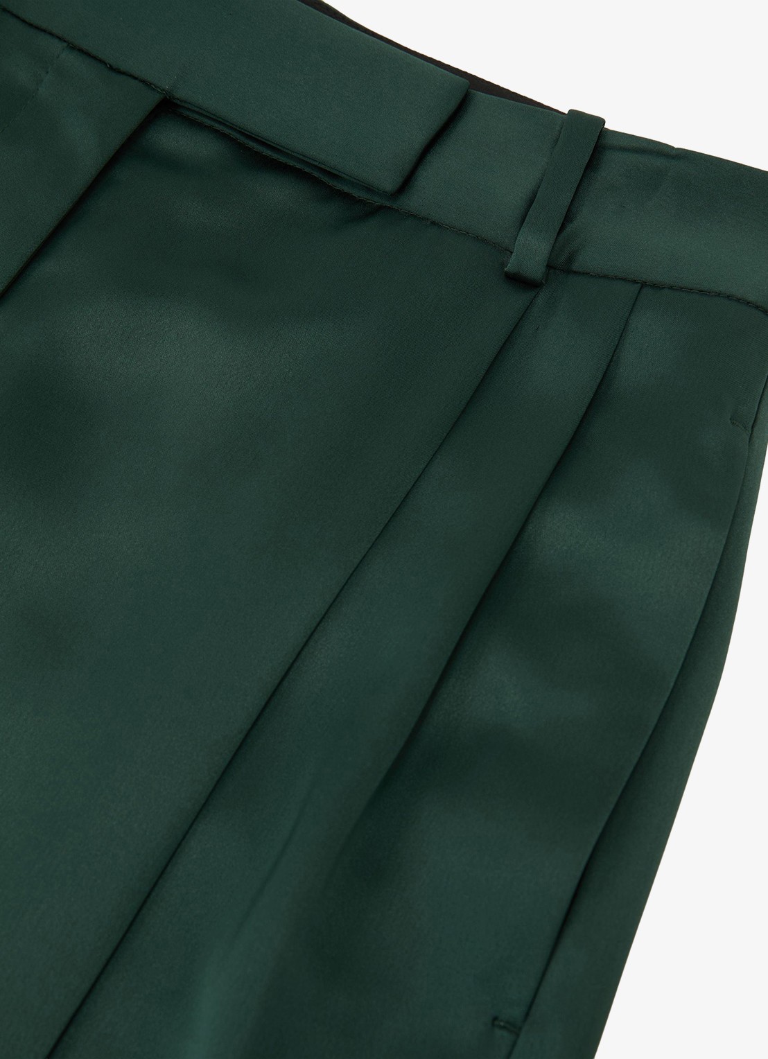 Reiss Zadie high waist wide fit pantalon van satijn - detail 6 donkergroen