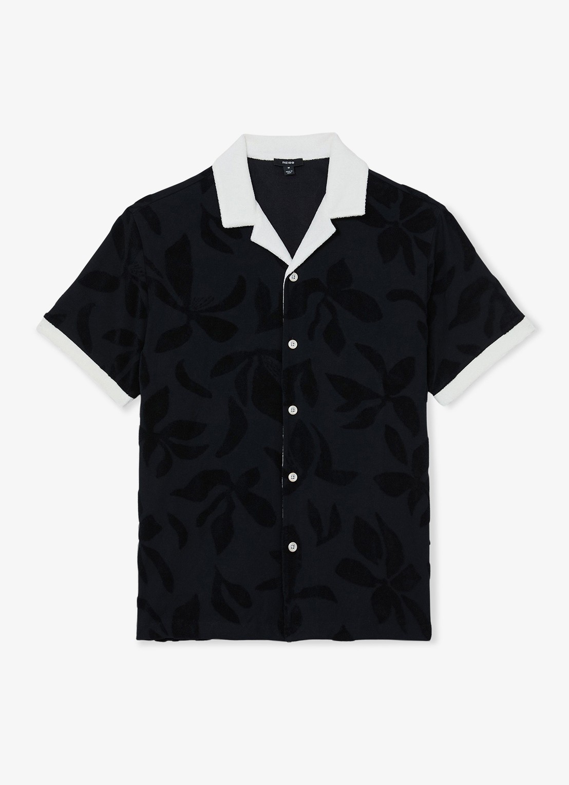 Reiss Zuma overhemd met badstof - voorkant 7 donkerblauw