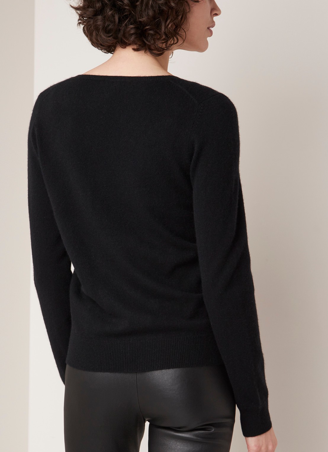 Repeat Fijngebreide pullover van kasjmier met V-hals - achterkant 3 zwart