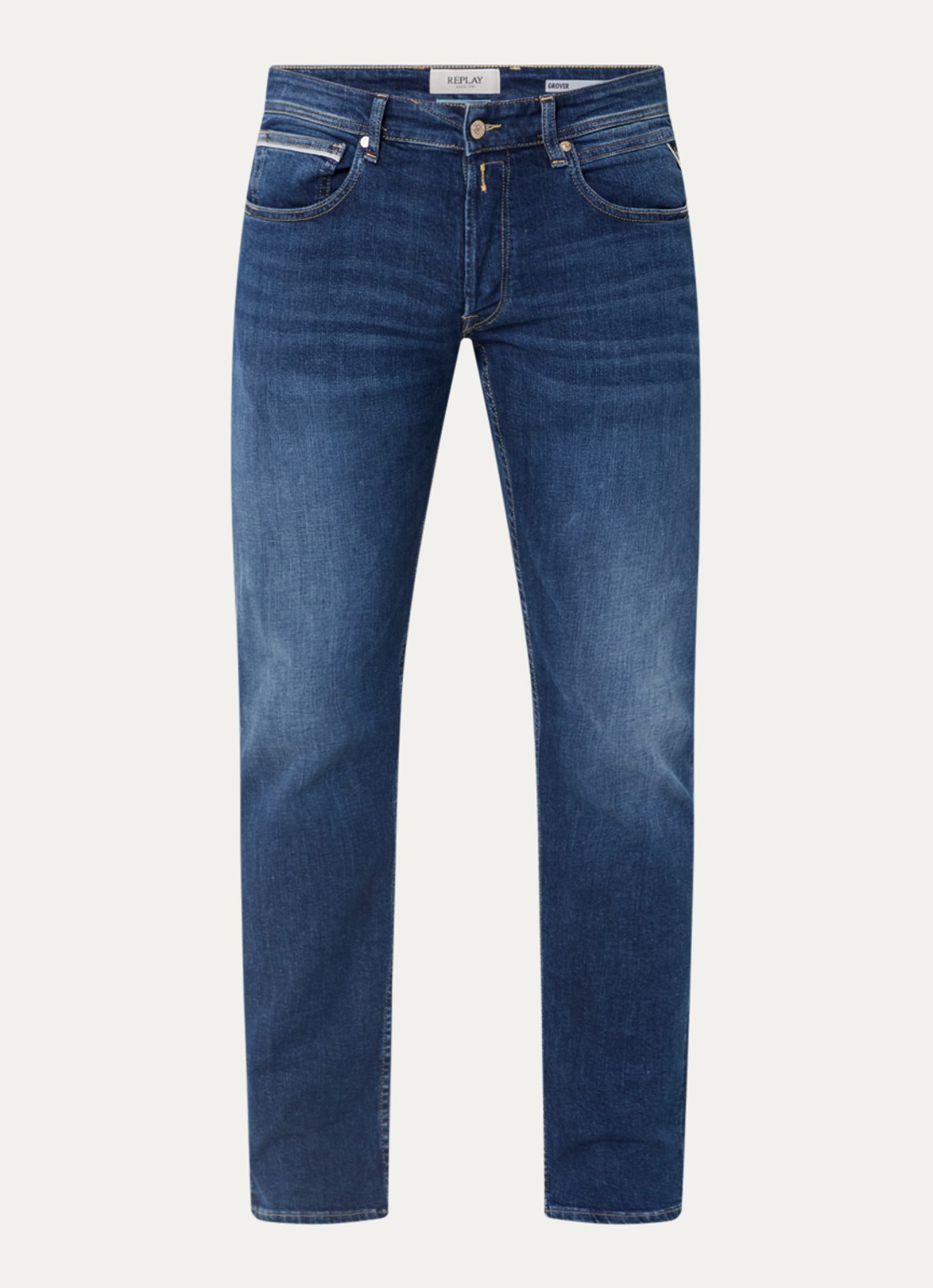 Replay 573 slim fit jeans met donkere wassing - voorkant indigo