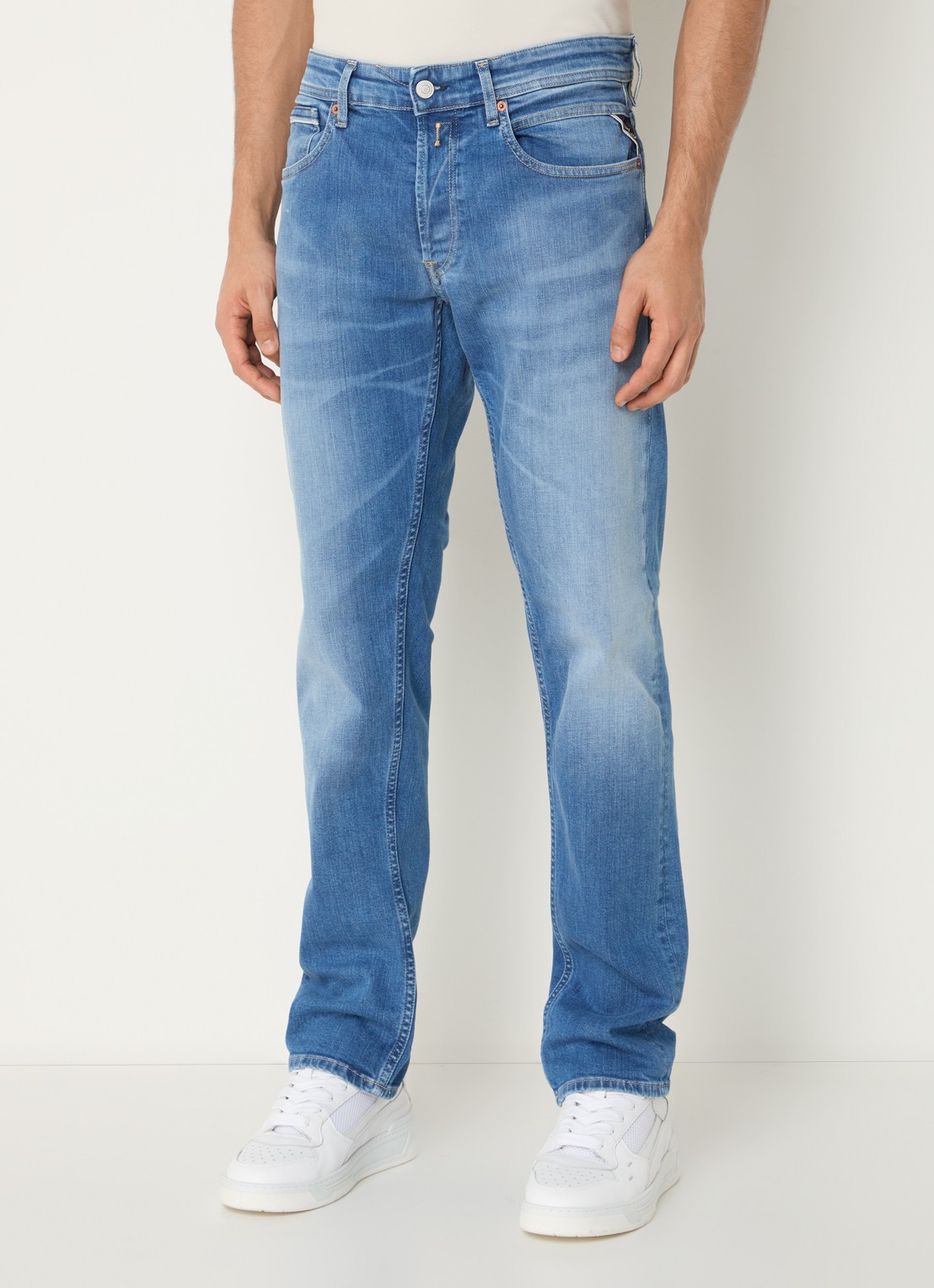 Replay 574 straight leg jeans met medium wassing - detail 2 indigo