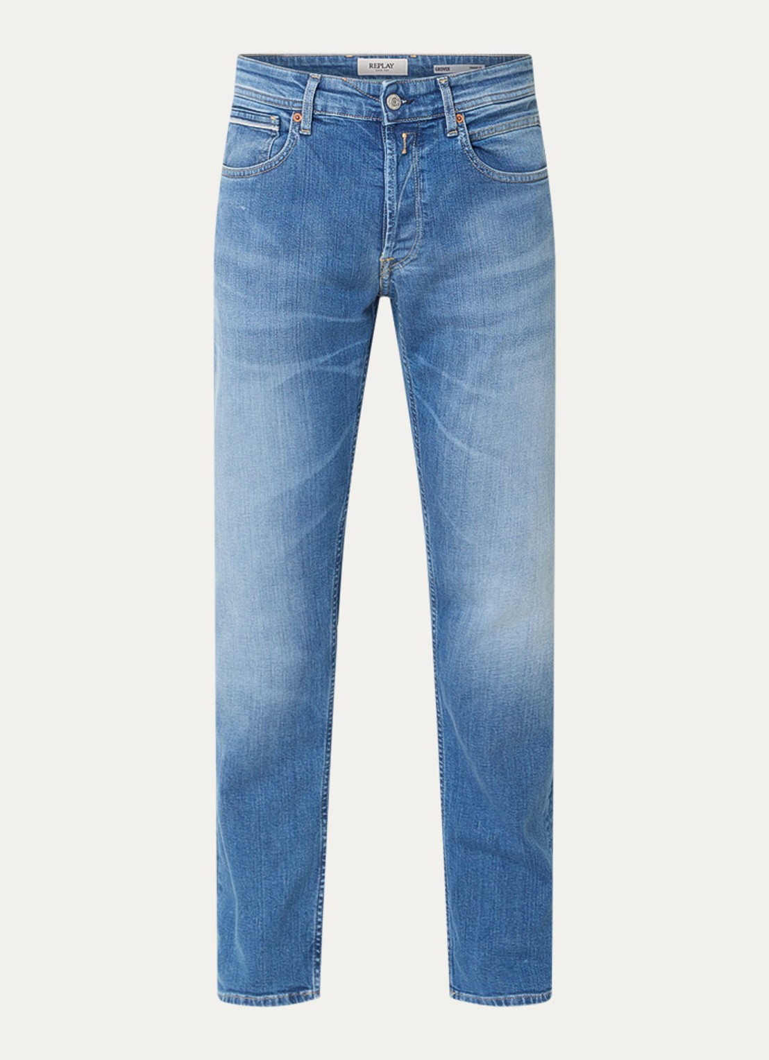 Replay 574 straight leg jeans met medium wassing - voorkant 4 indigo