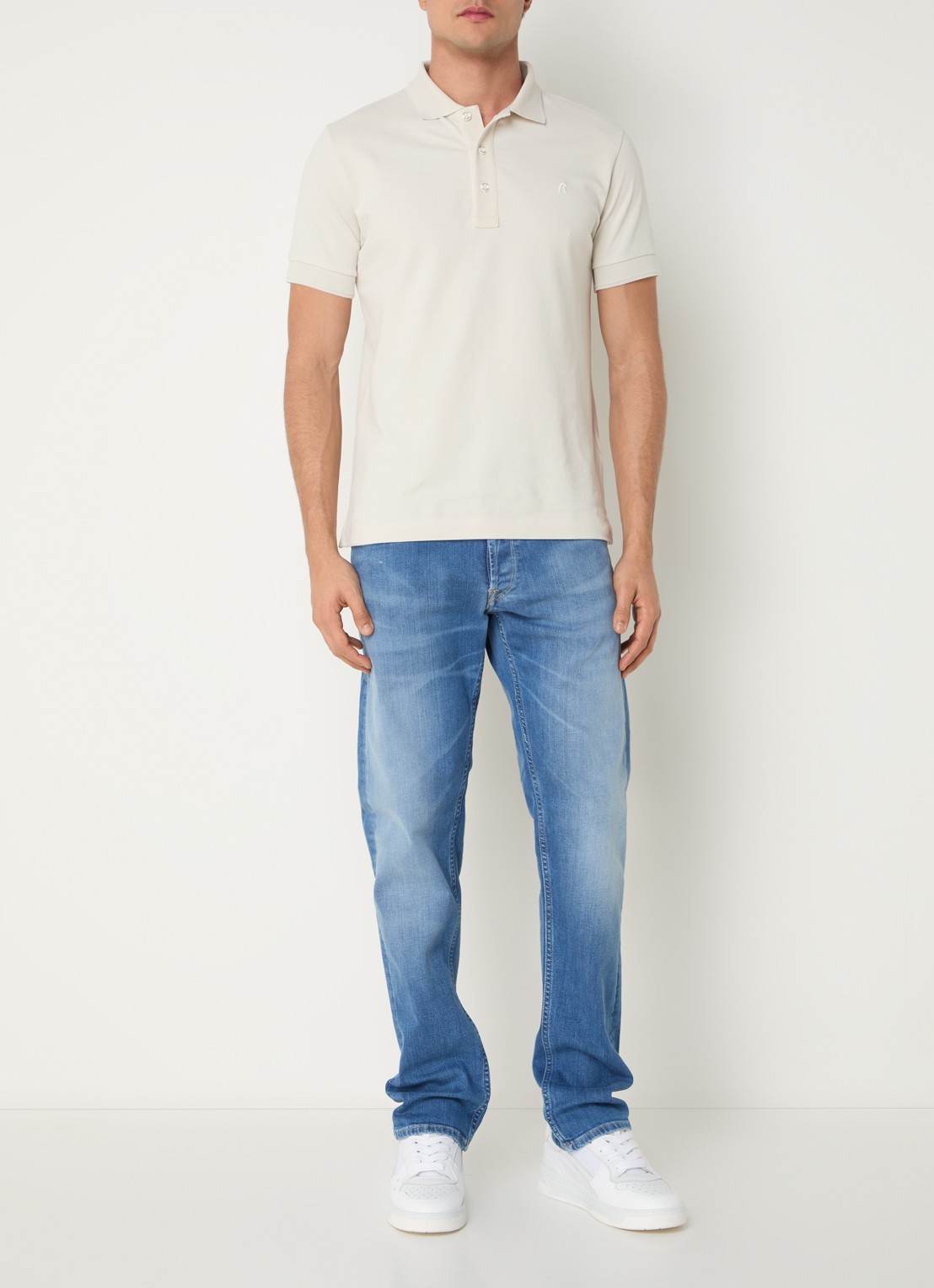 Replay 574 straight leg jeans met medium wassing - voorkant 5 indigo
