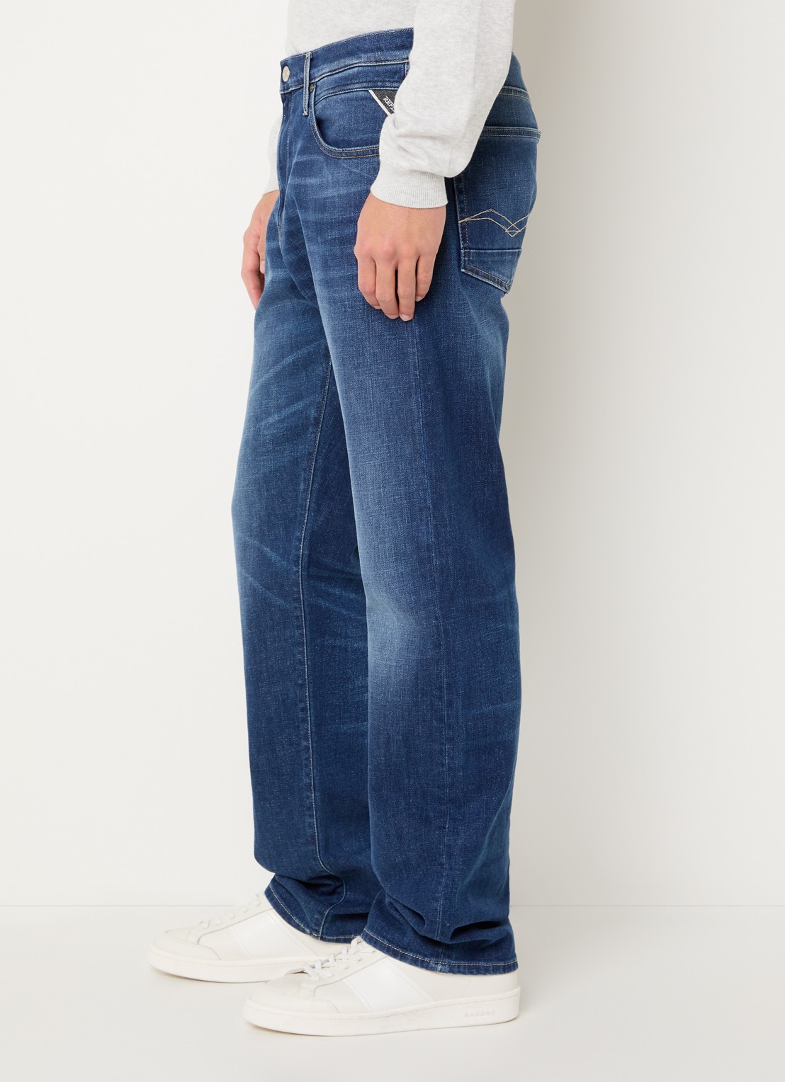 Replay Aideen loose fit jeans met donkere wassing - detail 3 indigo