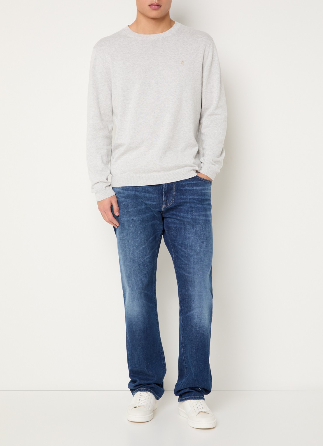 Replay Aideen loose fit jeans met donkere wassing - voorkant 5 indigo