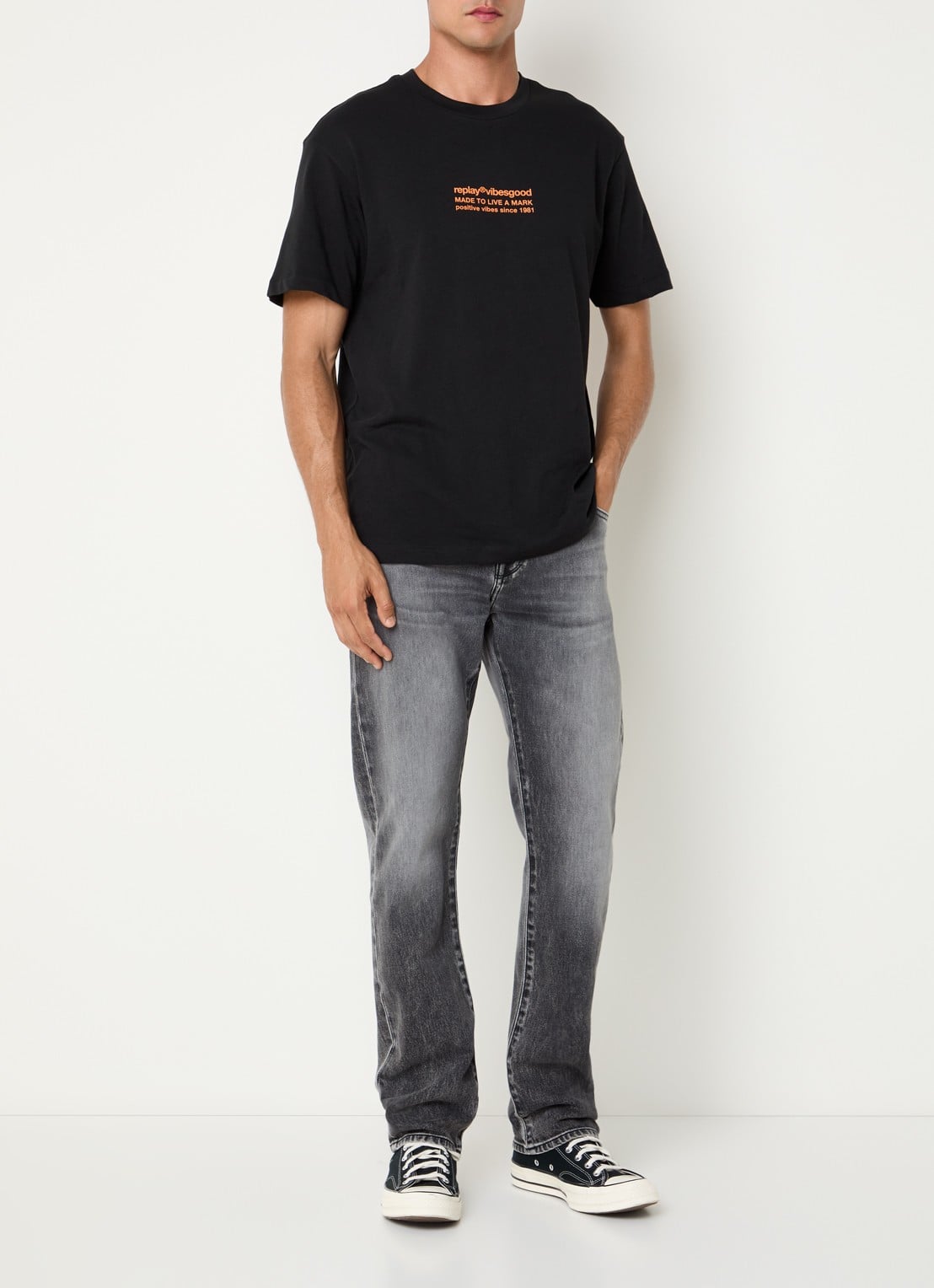 Replay Aideen slim fit jeans met gekleurde wassing - voorkant 4 grijs