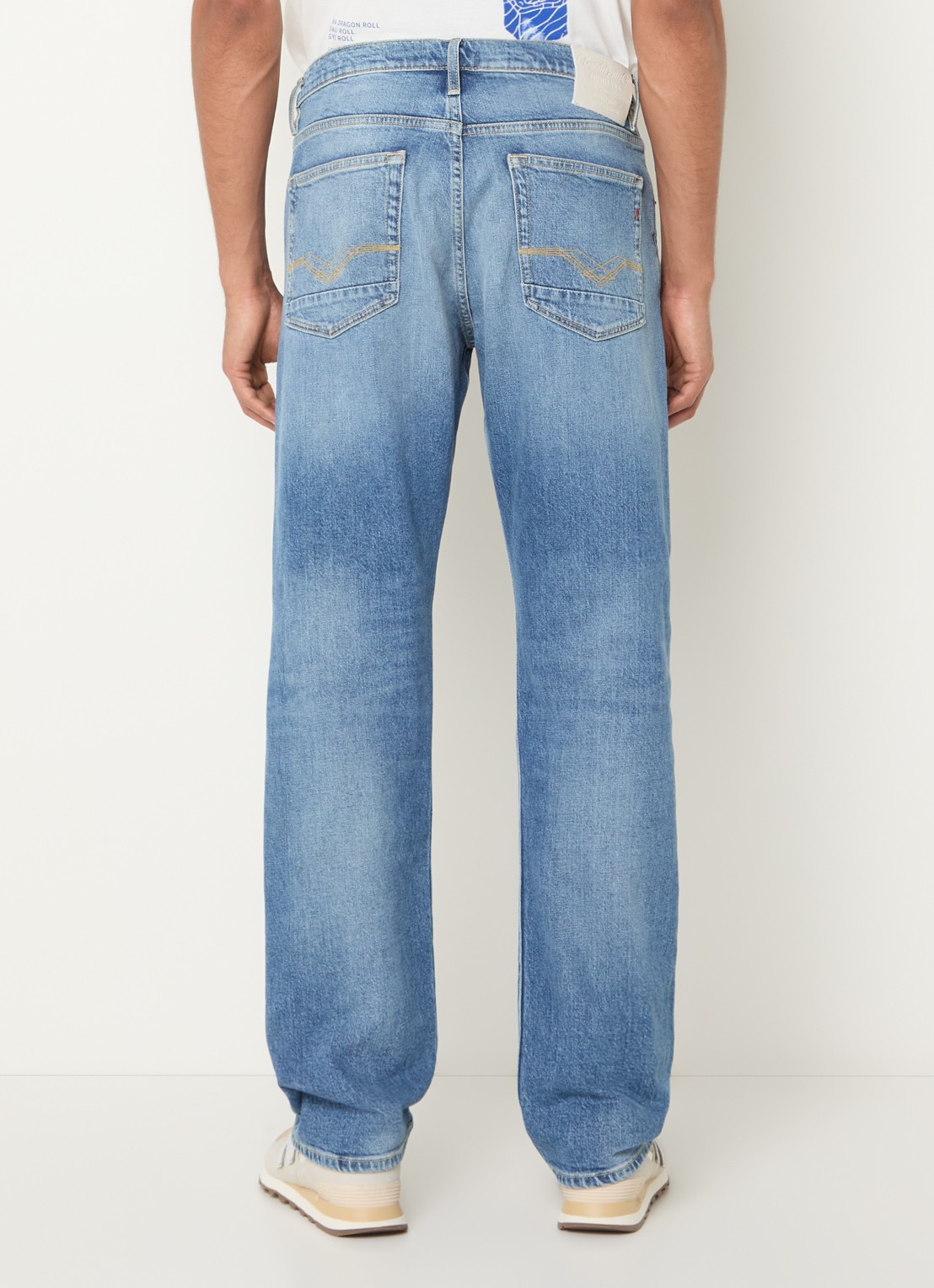 Replay Aideen straight leg jeans met lichte wassing - achterkant 5 indigo