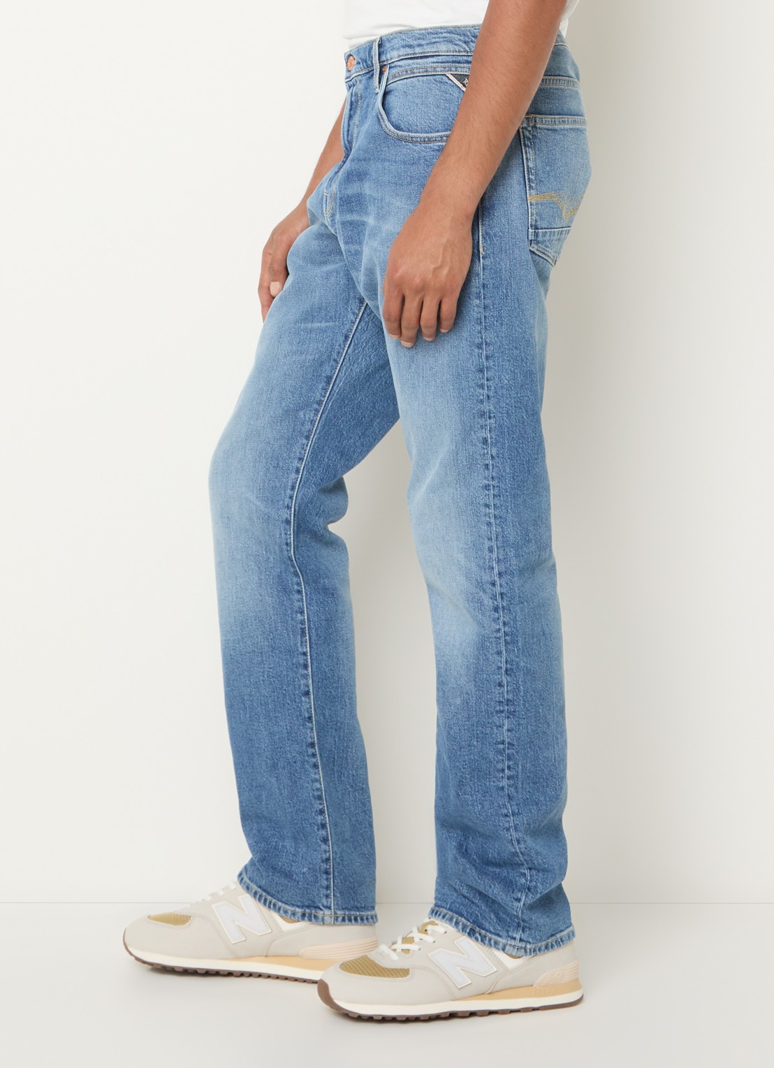 Replay Aideen straight leg jeans met lichte wassing - detail 2 indigo