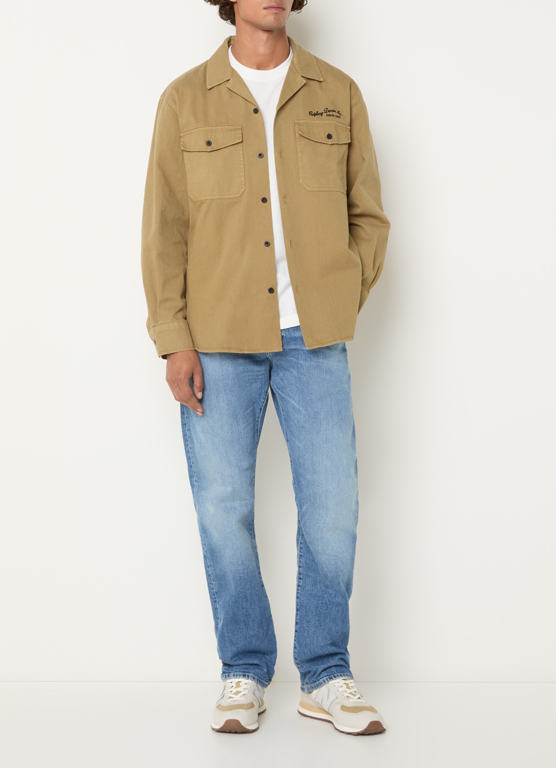 Replay Aideen straight leg jeans met lichte wassing - voorkant 4 indigo