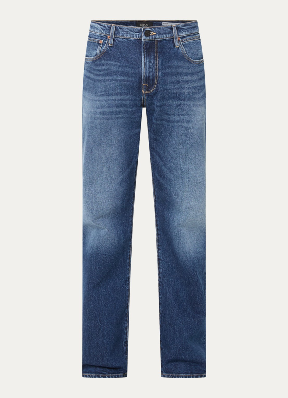 Replay Aideen straight leg jeans met medium wassing - voorkant 4 indigo