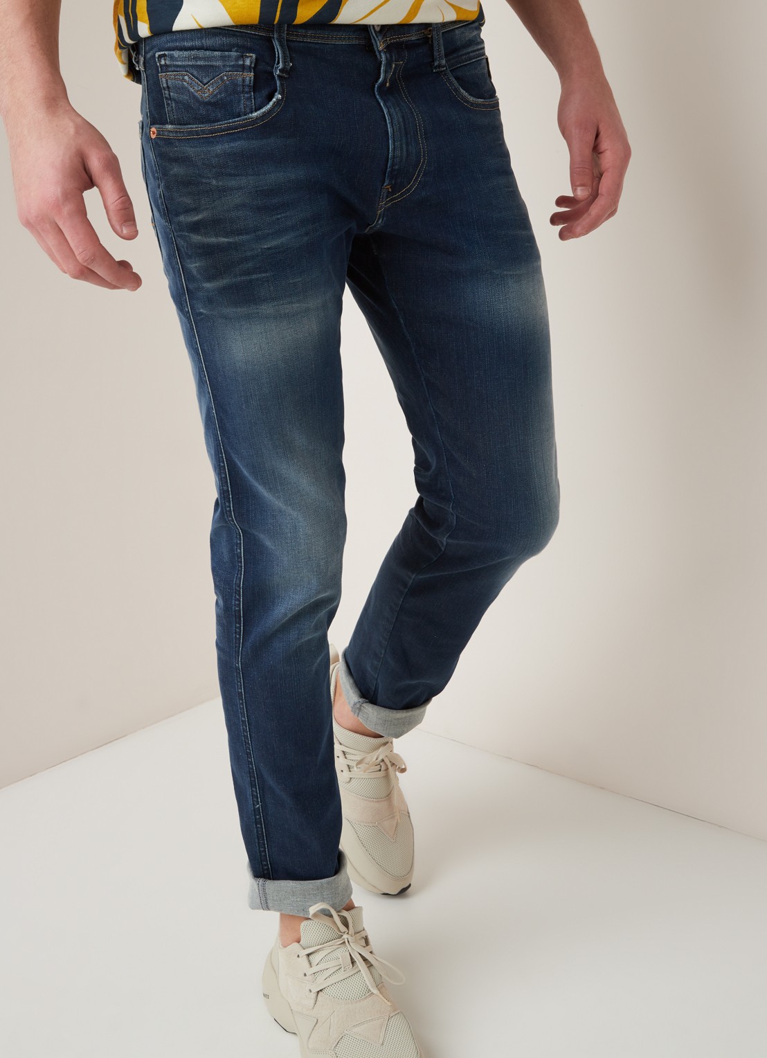 Replay Anbass Hyperflex slim fit jeans met stretch - detail 3 indigo