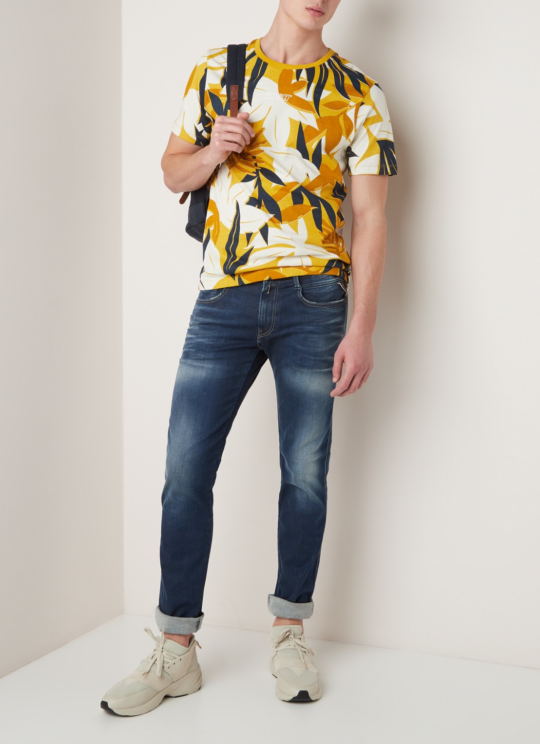 Replay Anbass Hyperflex slim fit jeans met stretch - voorkant 5 indigo