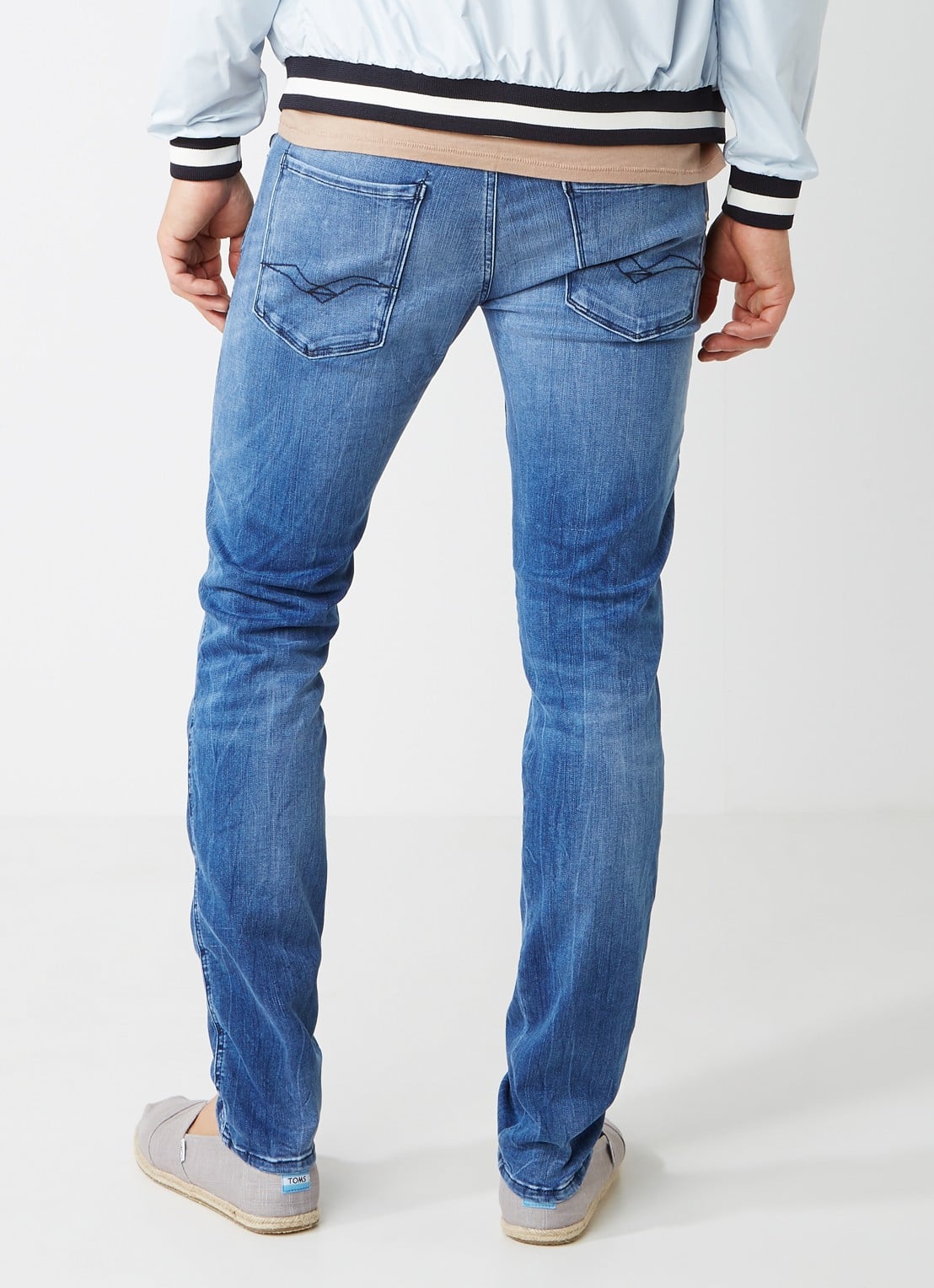 Replay Anbass skinny fit jeans met faded look - achterkant 3 indigo