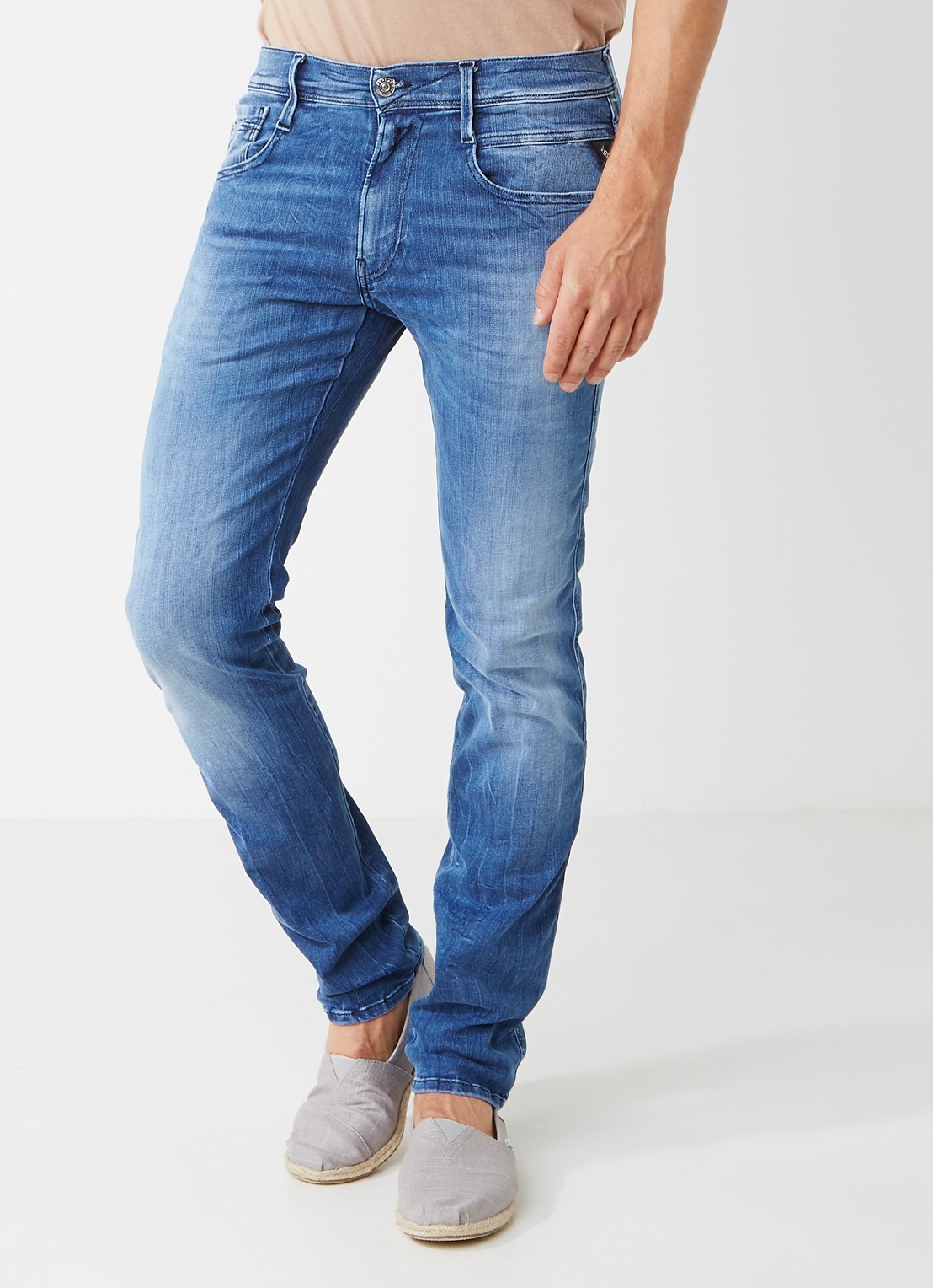 Replay Anbass skinny fit jeans met faded look - detail 4 indigo
