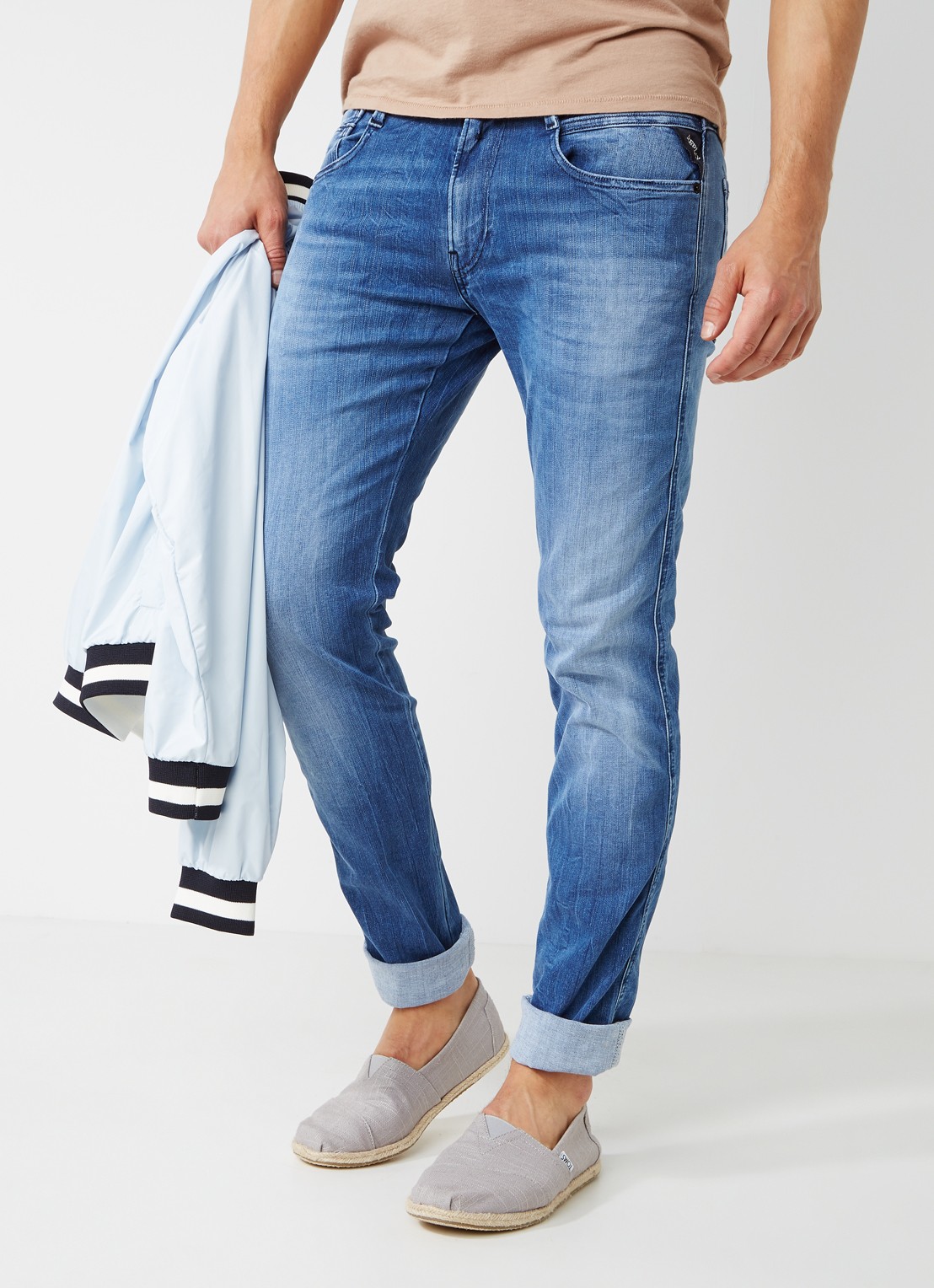 Replay Anbass skinny fit jeans met faded look - detail 5 indigo