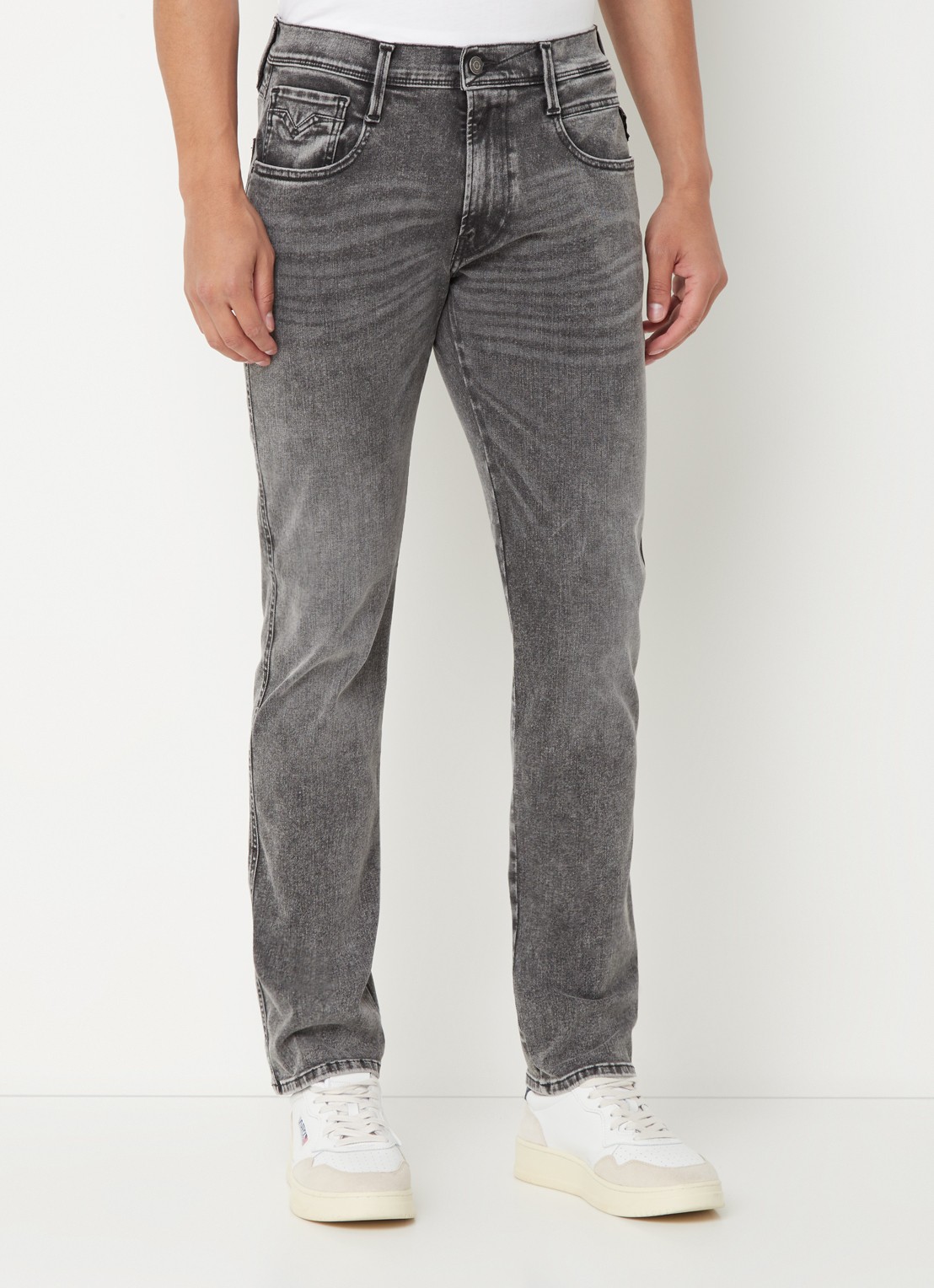 Replay Anbass slim fit jeans met gekleurde wassing - detail grijs