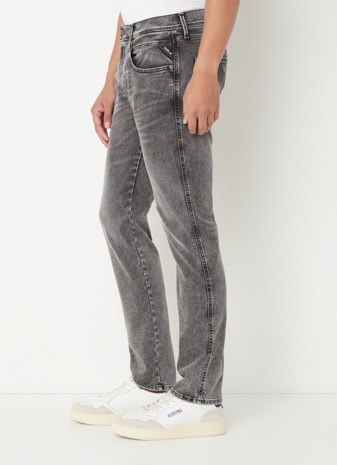 Replay Anbass slim fit jeans met gekleurde wassing - detail 2 grijs