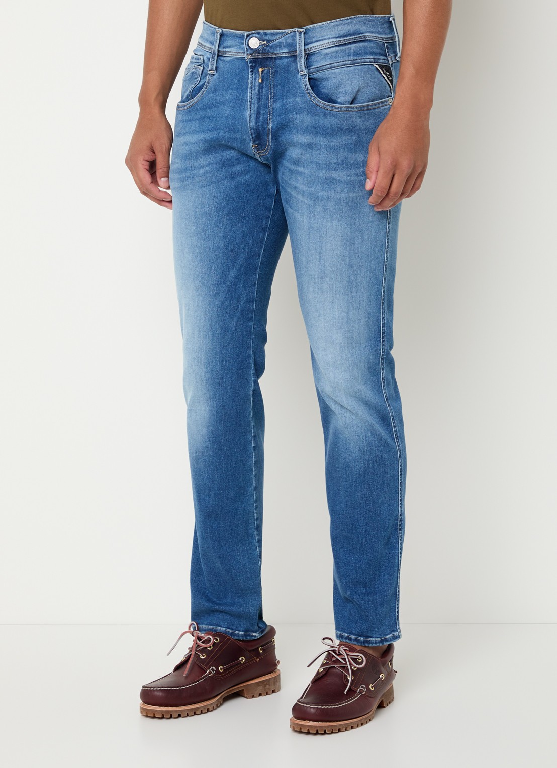 Replay Anbass slim fit jeans met medium wassing - detail 3 indigo