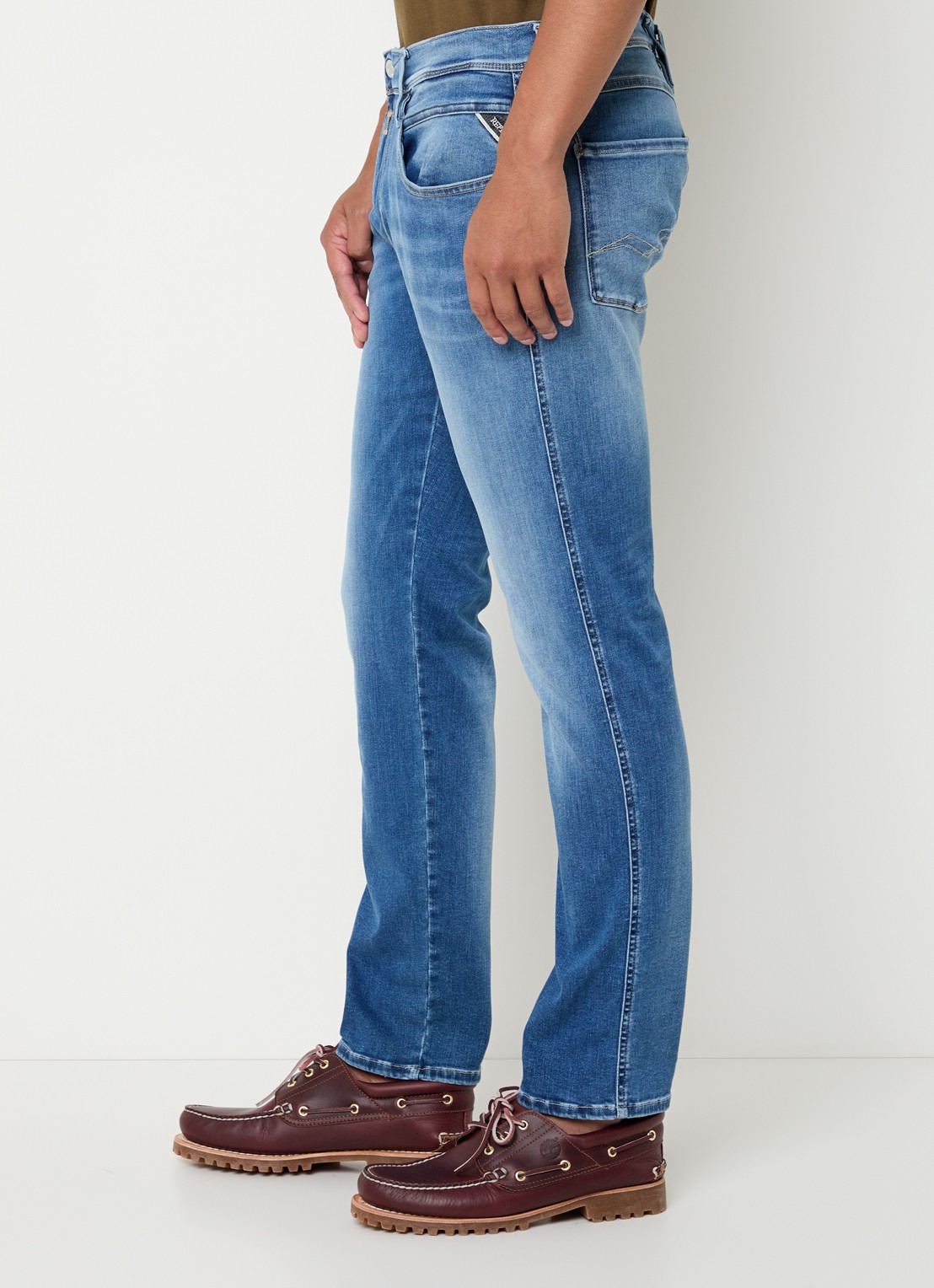Replay Anbass slim fit jeans met medium wassing - detail 4 indigo