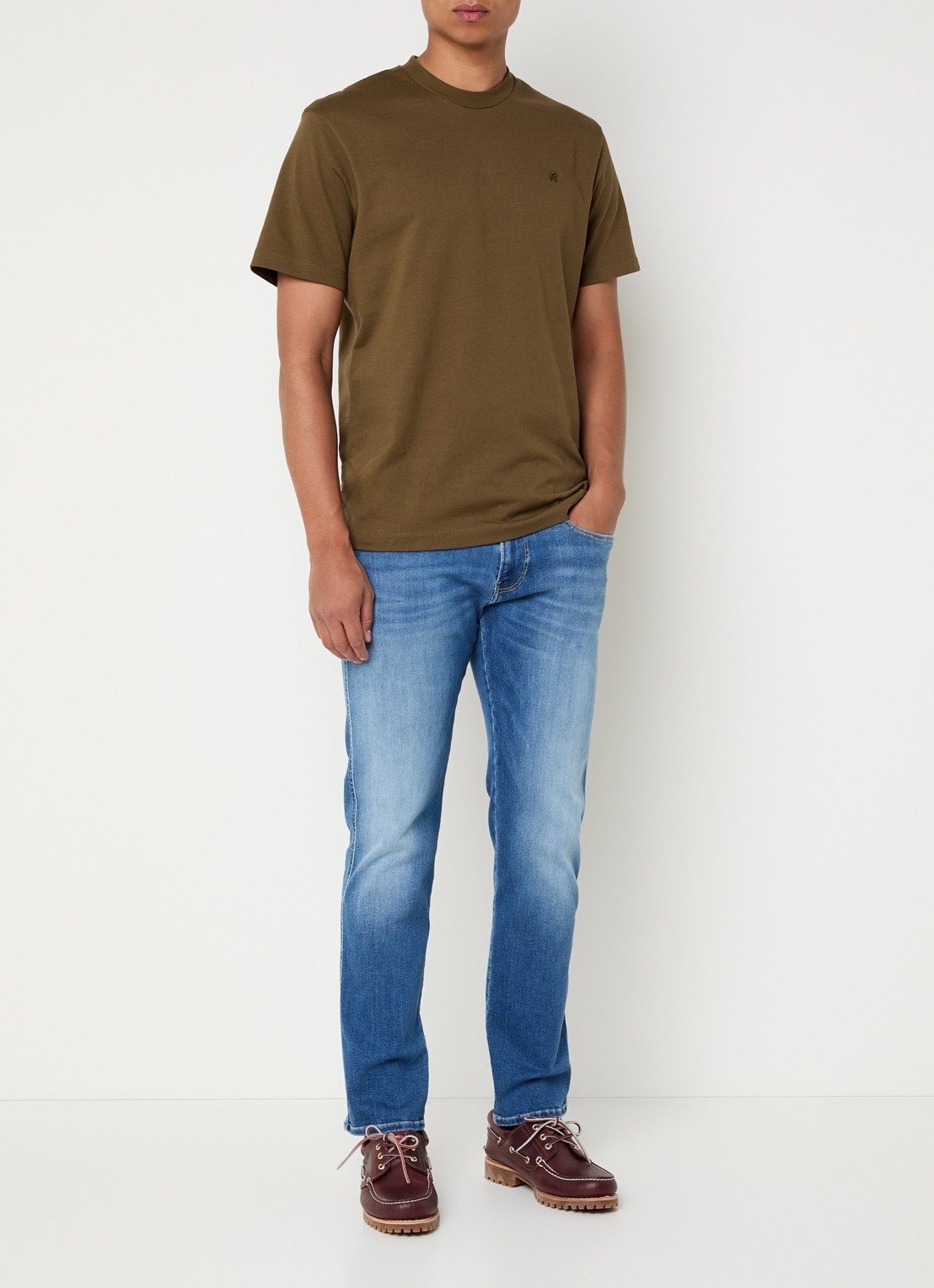 Replay Anbass slim fit jeans met medium wassing - voorkant 2 indigo