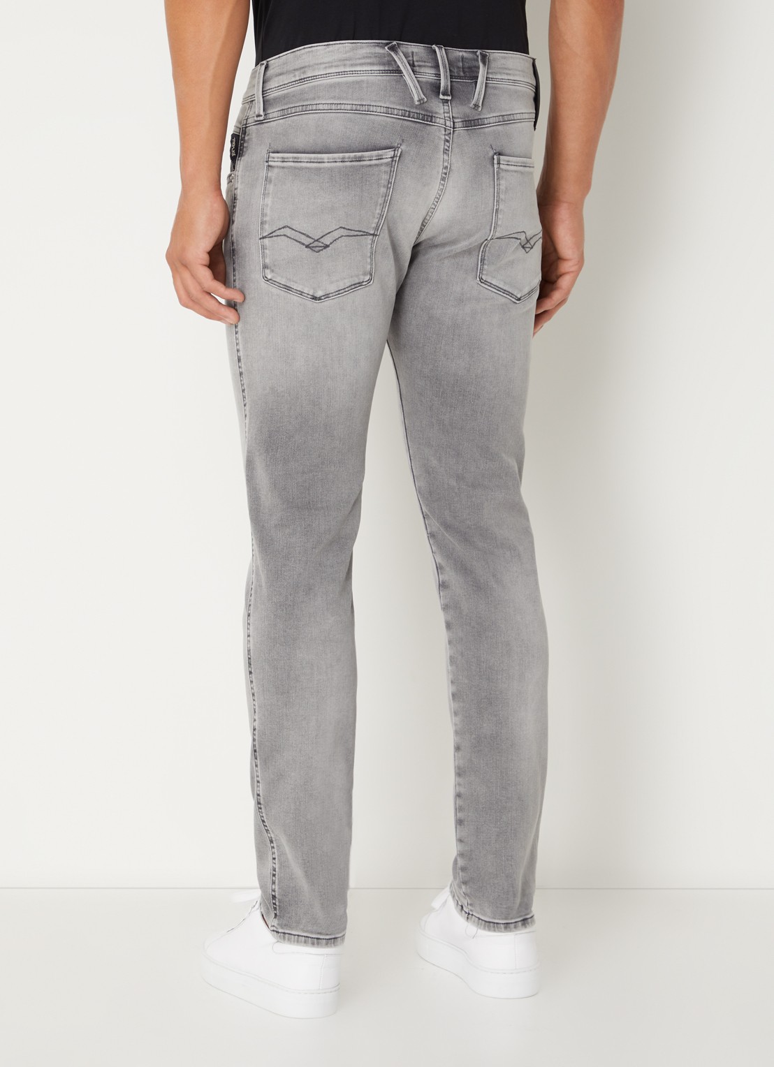 Replay Anbass slim fit jeans met steekzakken - achterkant grijs