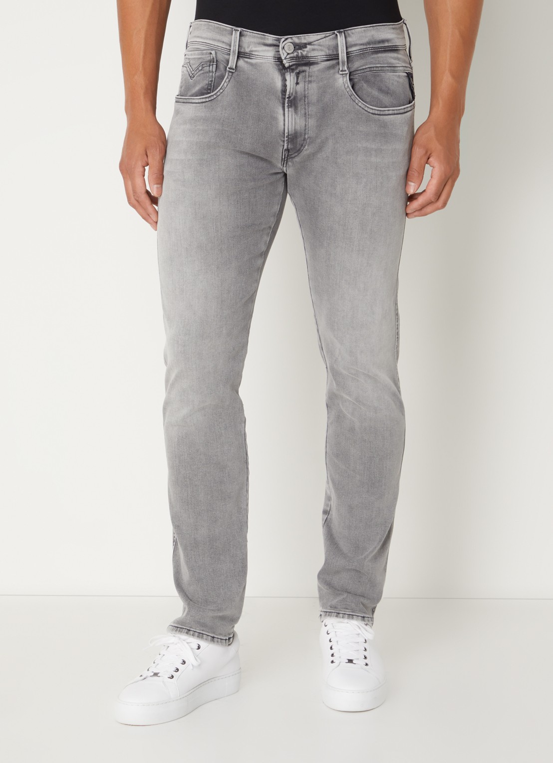 Replay Anbass slim fit jeans met steekzakken - detail 2 grijs