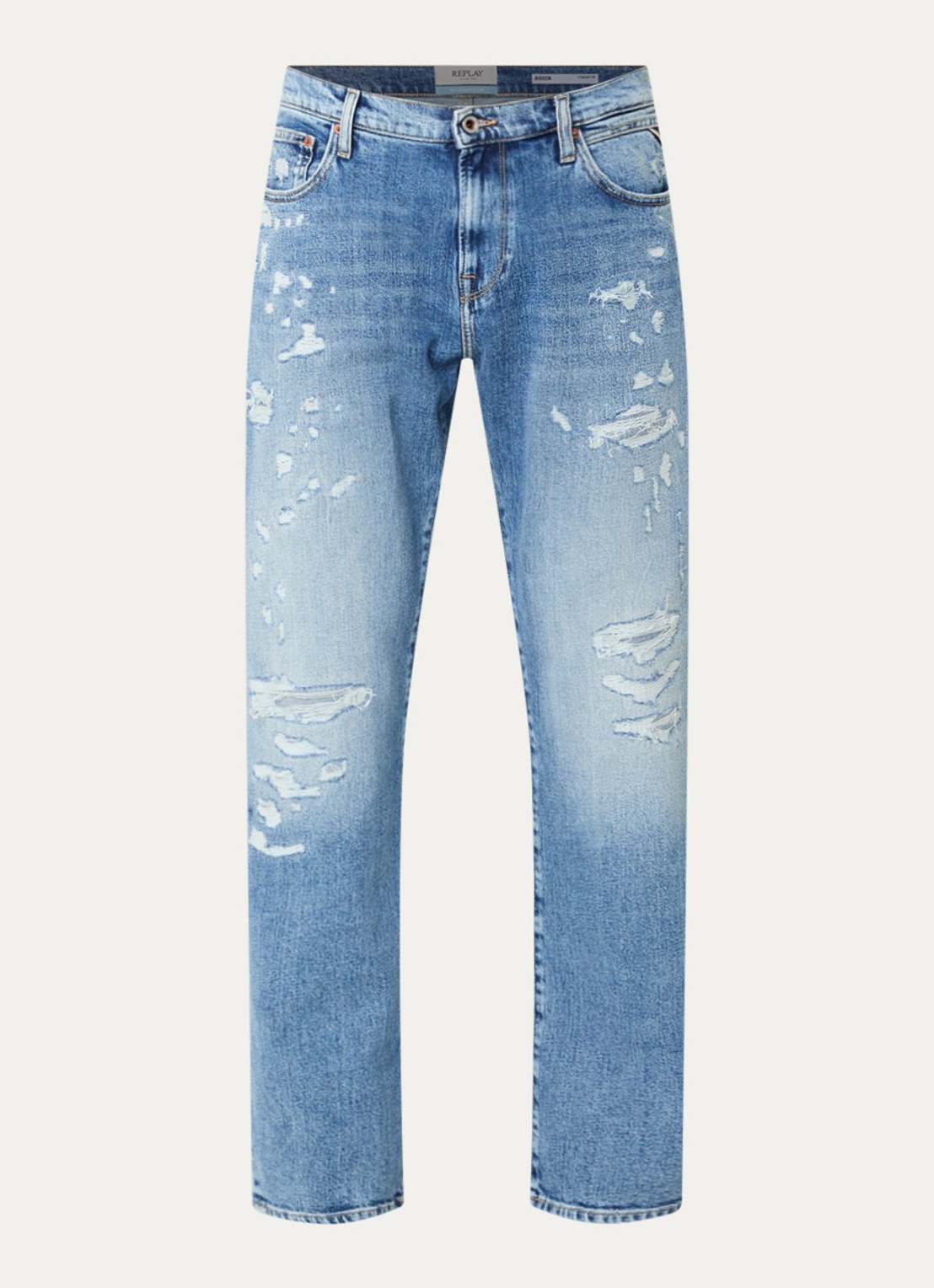 Replay Andeen straight leg jeans met lichte wassing - voorkant 3 lichtblauw