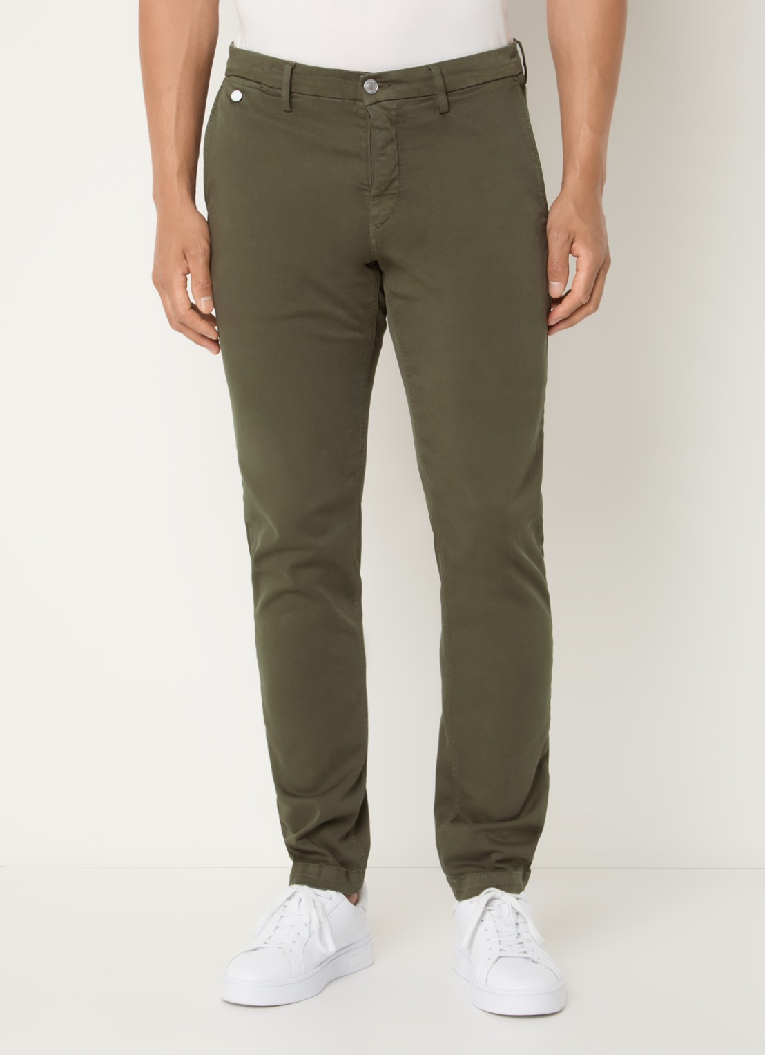 Replay Benni regular fit chino met steekzakken - detail mosgroen