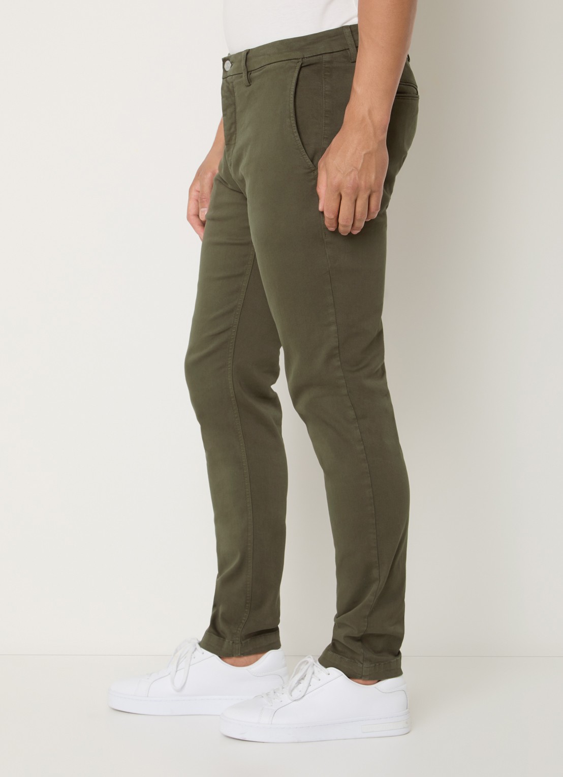Replay Benni regular fit chino met steekzakken - detail 2 mosgroen
