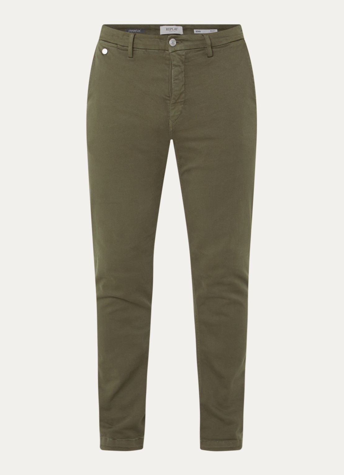 Replay Benni regular fit chino met steekzakken - voorkant 3 mosgroen