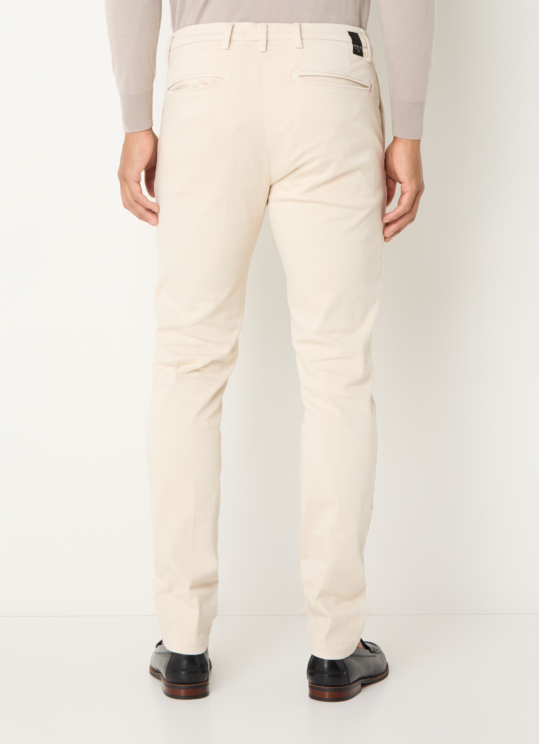 Replay Benni slim fit broek met steekzakken - achterkant beige