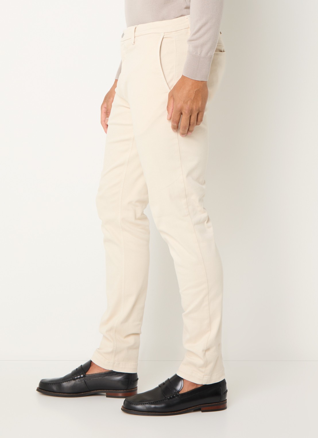 Replay Benni slim fit broek met steekzakken - detail 3 beige