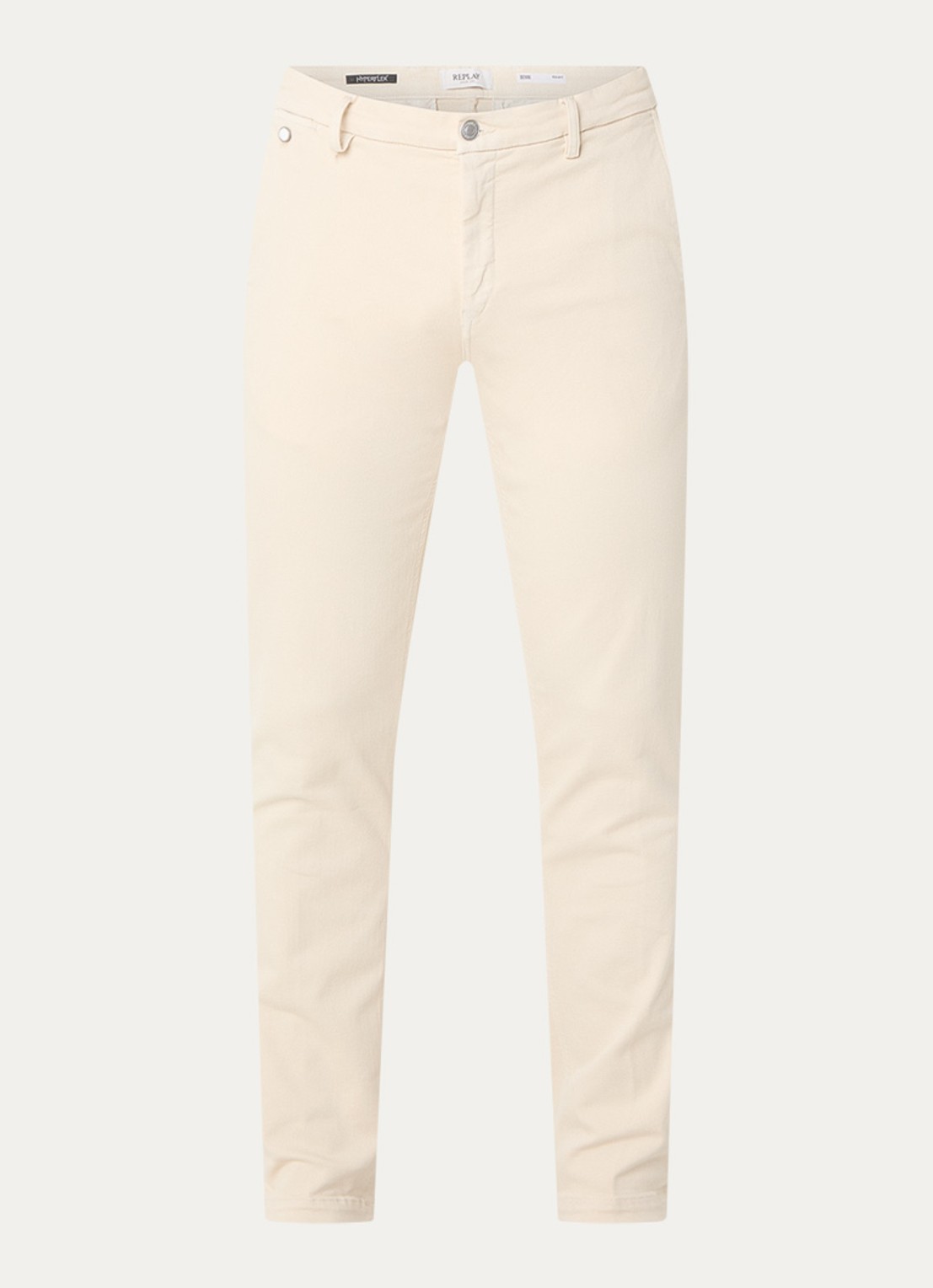 Replay Benni slim fit broek met steekzakken - voorkant 4 beige