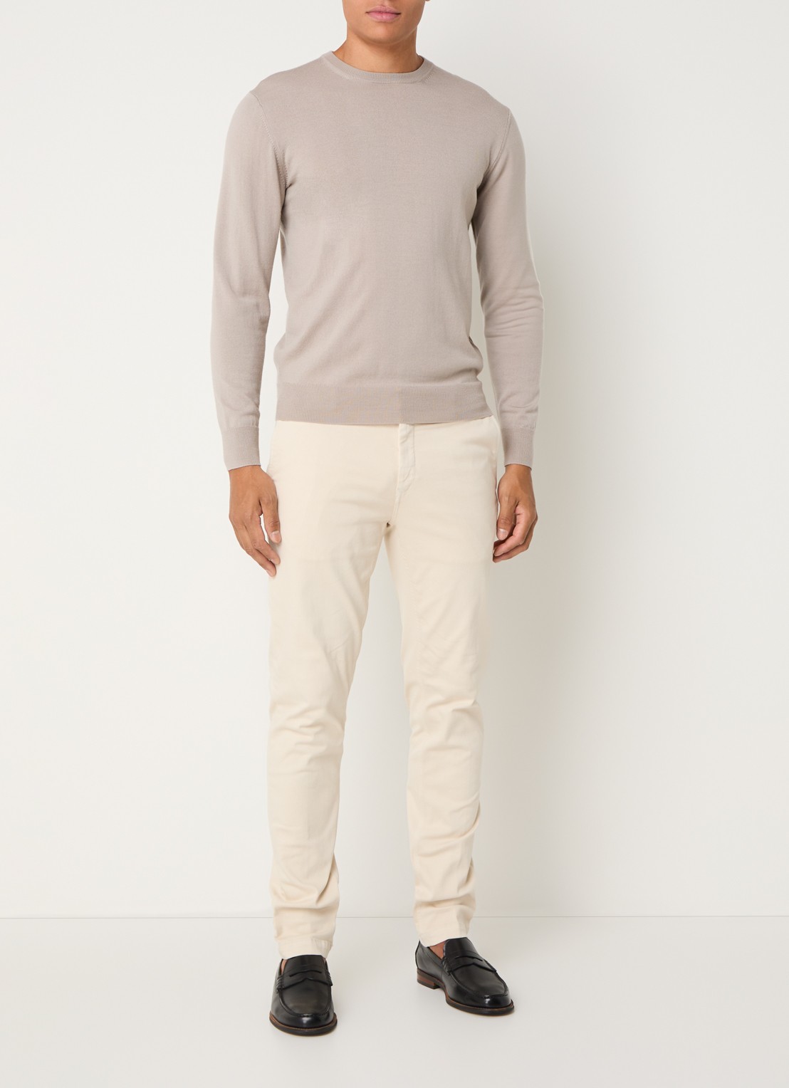 Replay Benni slim fit broek met steekzakken - voorkant 5 beige
