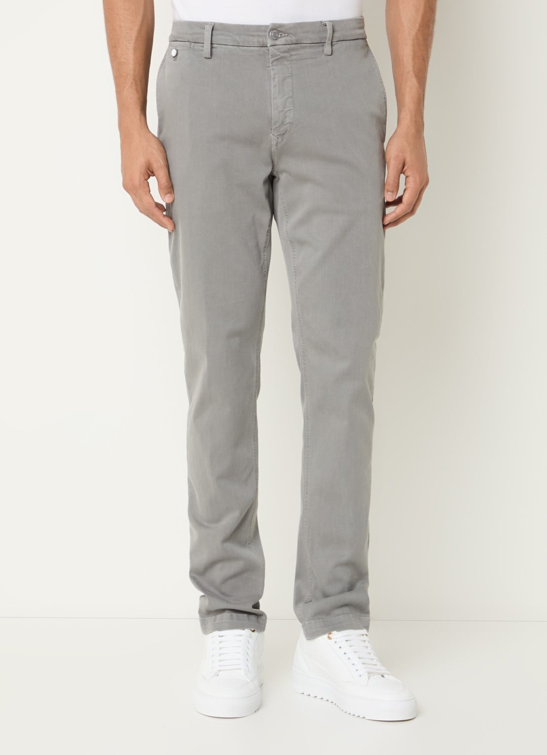 Replay Benni slim fit broek met steekzakken - detail 3 lichtgrijs