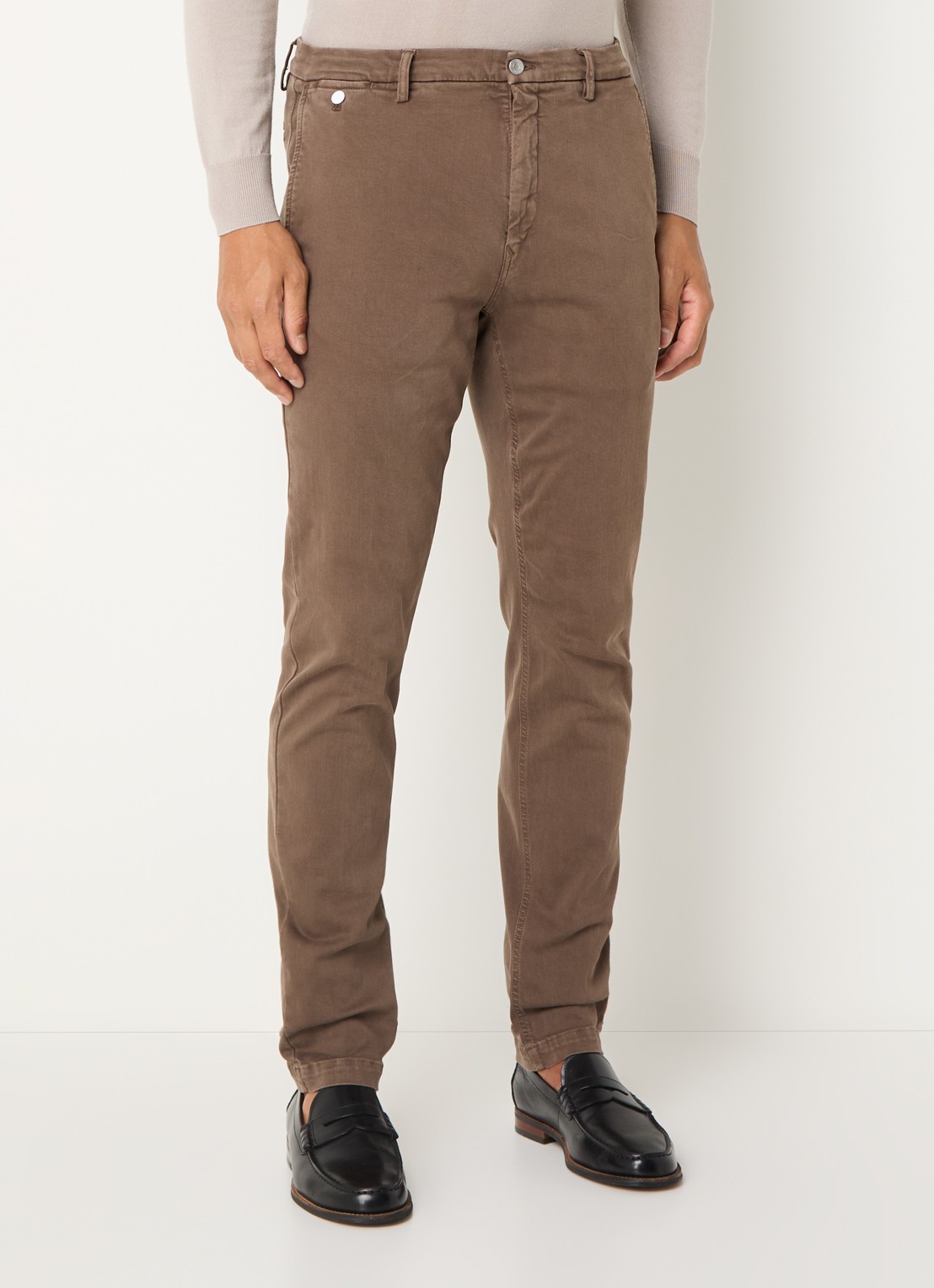 Replay Benni slim fit broek met steekzakken - detail 4 lichtbruin