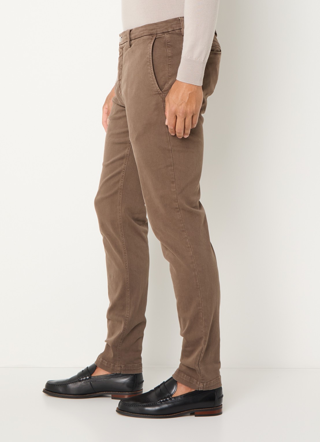 Replay Benni slim fit broek met steekzakken - detail 5 lichtbruin