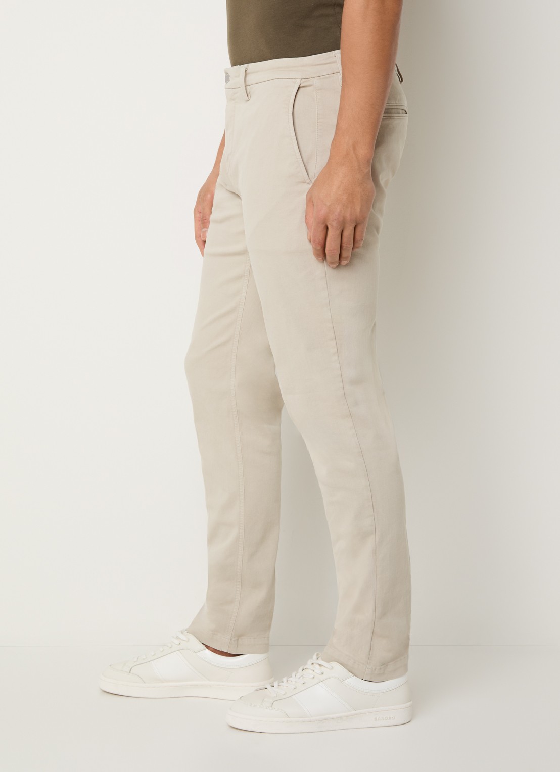 Replay Benni slim fit broek met steekzakken - detail 3 beige