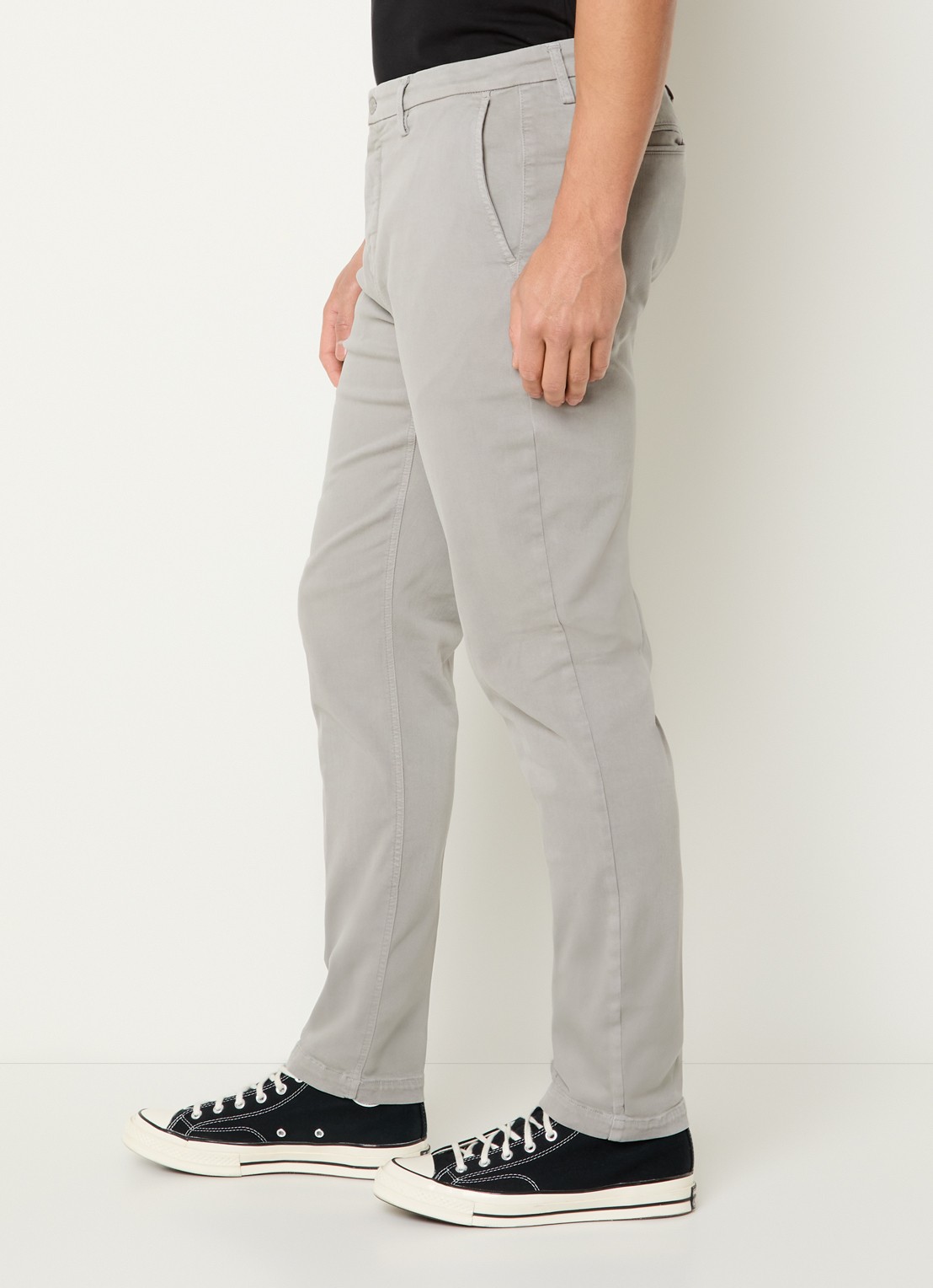 Replay Benni slim fit broek met steekzakken - detail 3 lichtgrijs