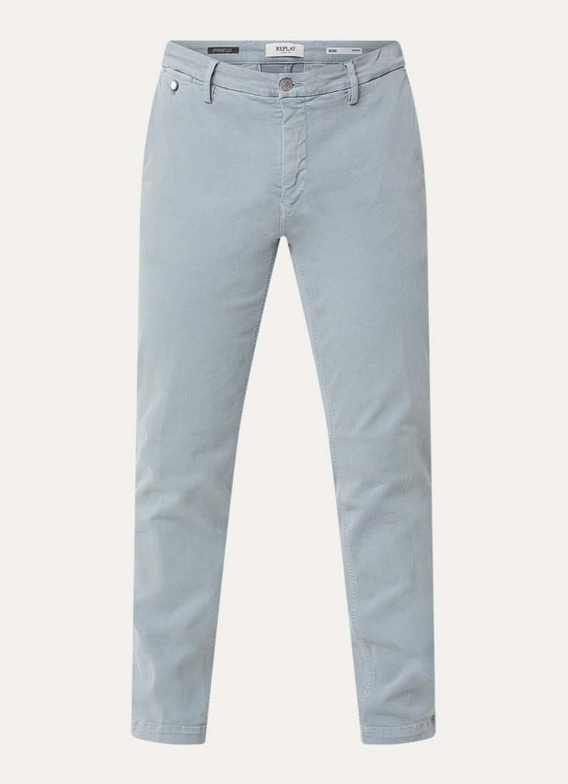 Replay Benni slim fit broek met steekzakken - voorkant 4 lichtblauw