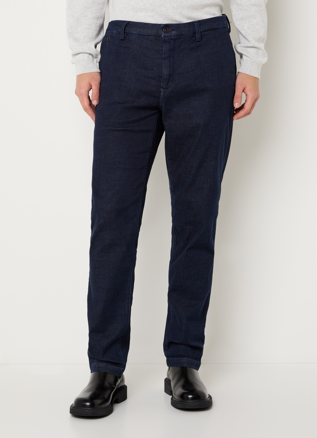 Replay Benni slim fit chino met steekzakken - detail donkerblauw