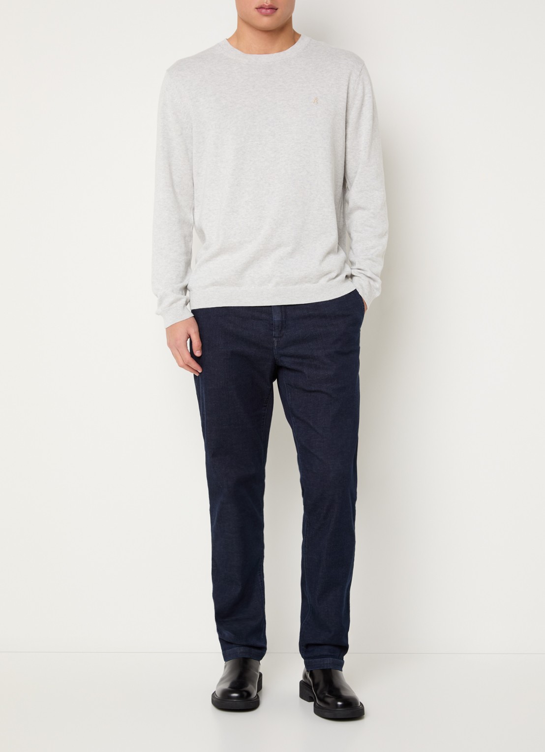 Replay Benni slim fit chino met steekzakken - voorkant 5 donkerblauw