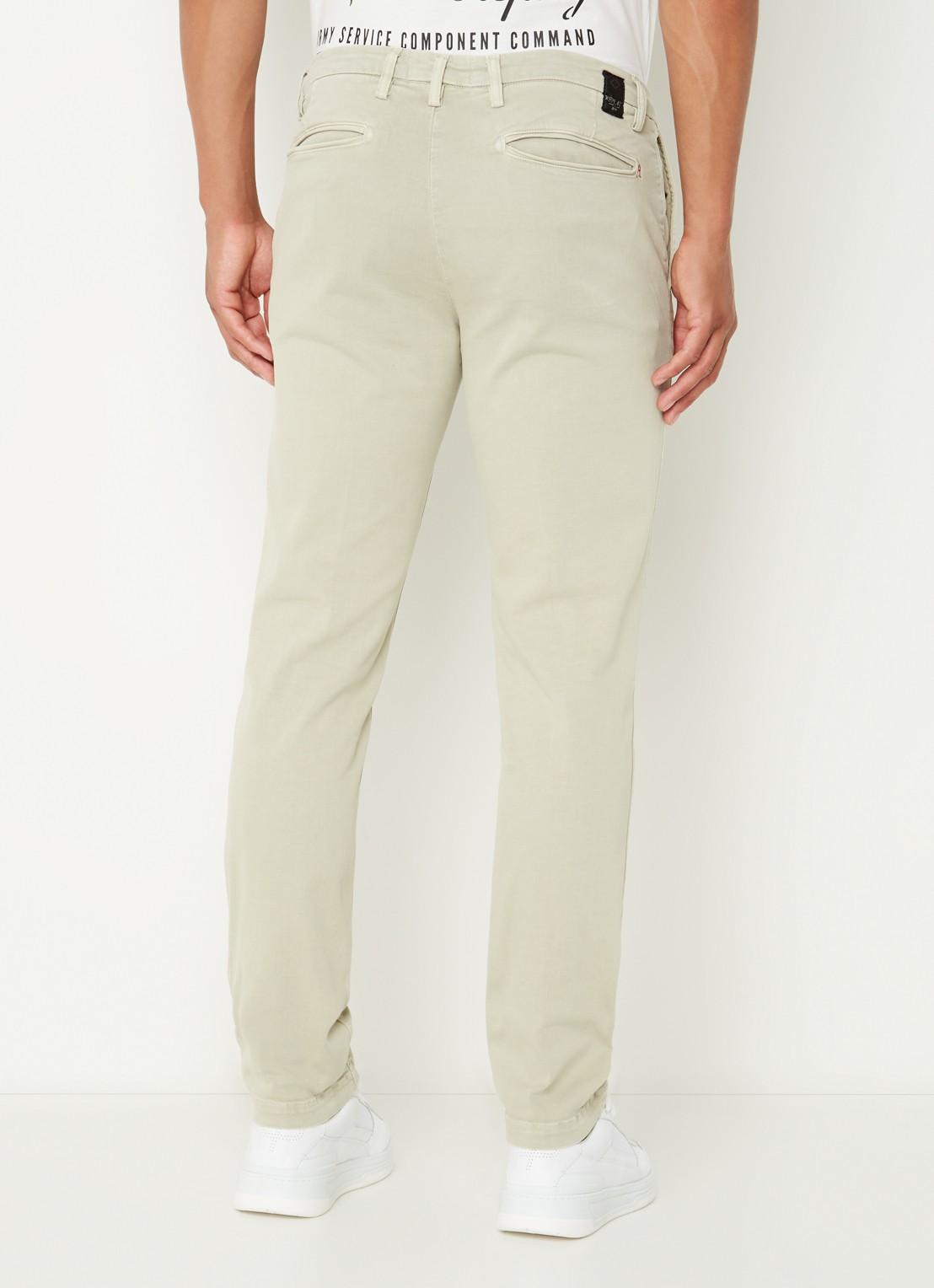 Replay Benni straight fit chino met steekzakken - achterkant 5 beige