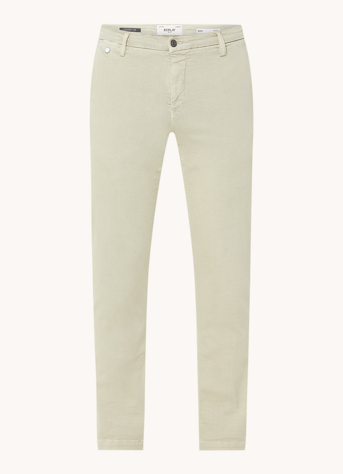 Replay Benni straight fit chino met steekzakken - voorkant 3 beige