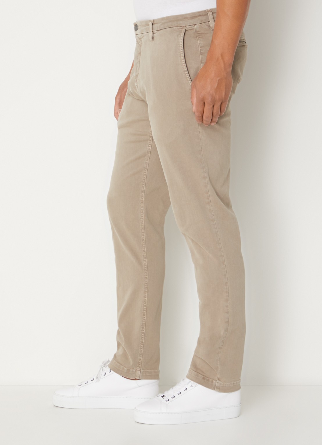 Replay Benni straight fit chino met steekzakken - detail 2 khaki
