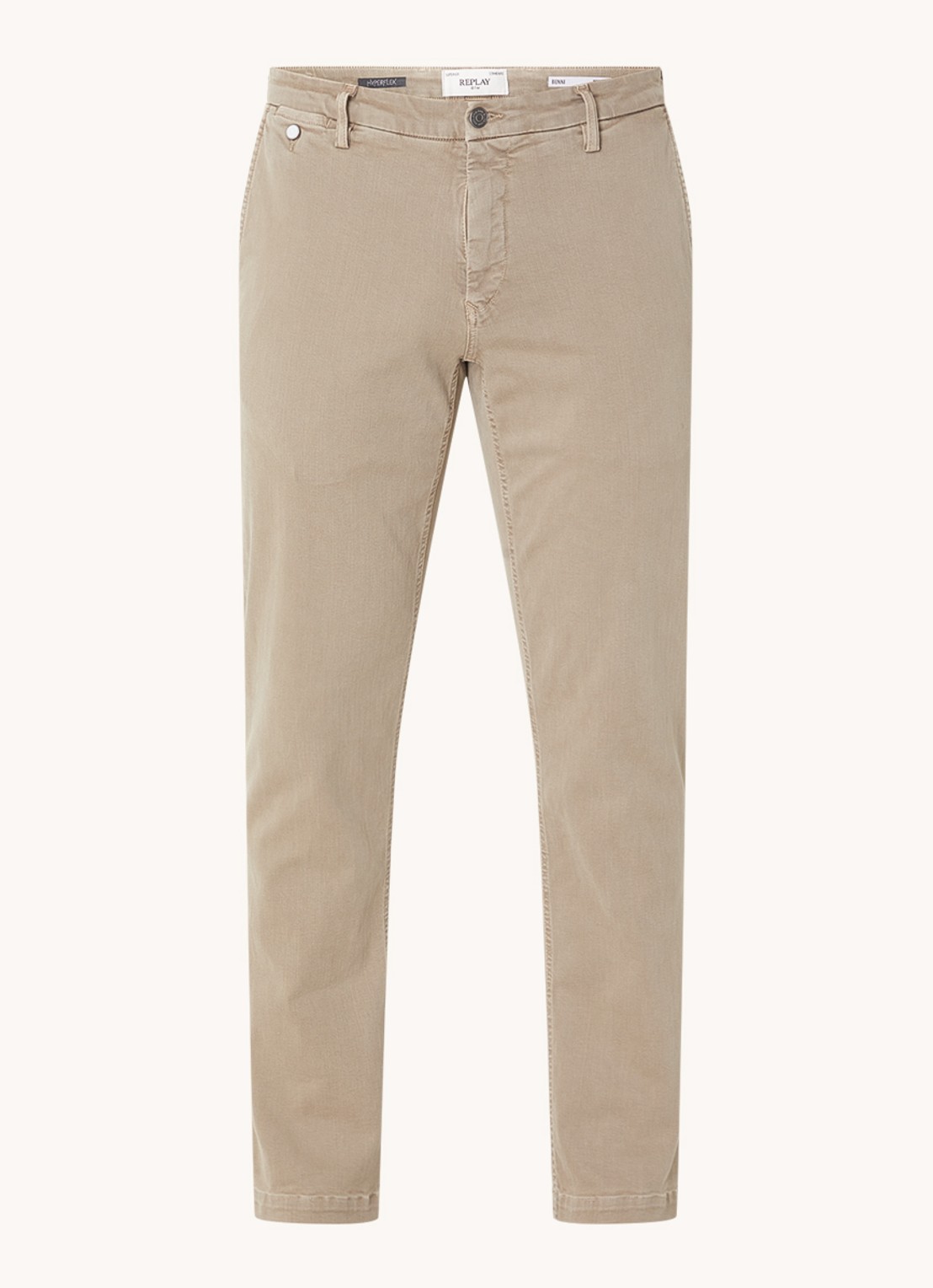 Replay Benni straight fit chino met steekzakken - voorkant 4 khaki